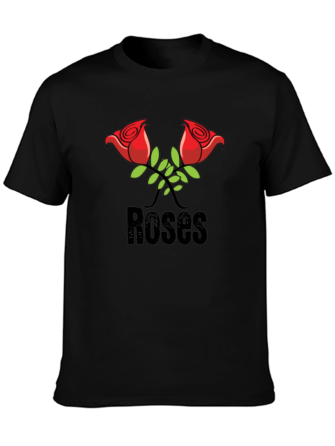 Roses Graphic Print Black T-Shirt