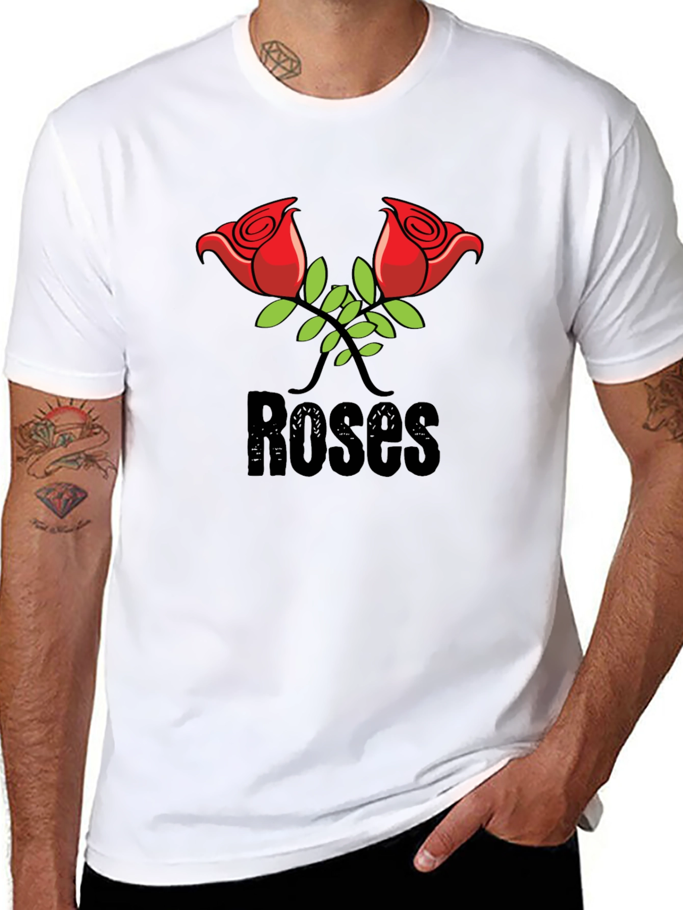 Roses Graphic Print Black T-Shirt