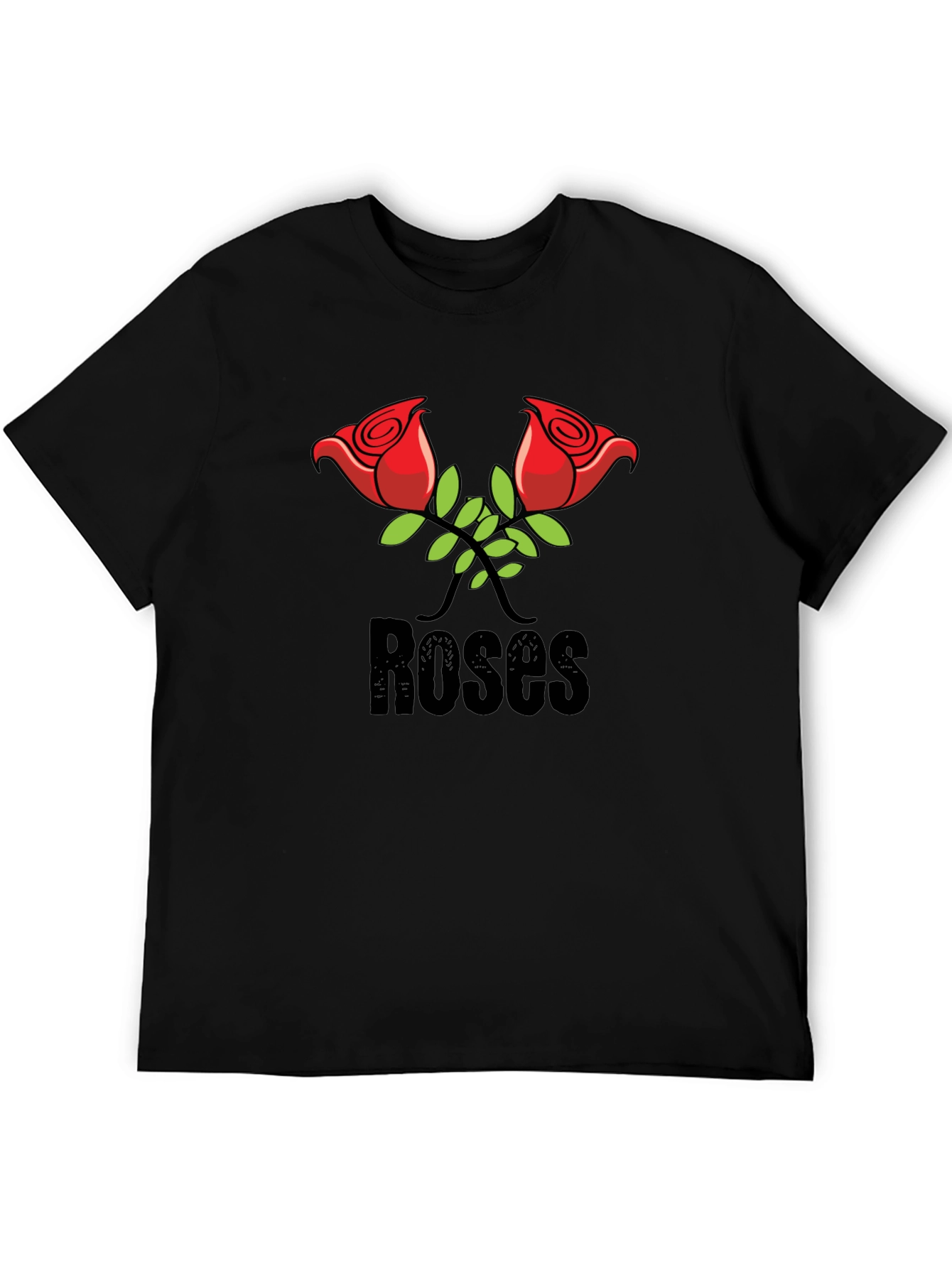 Roses Graphic Print Black T-Shirt