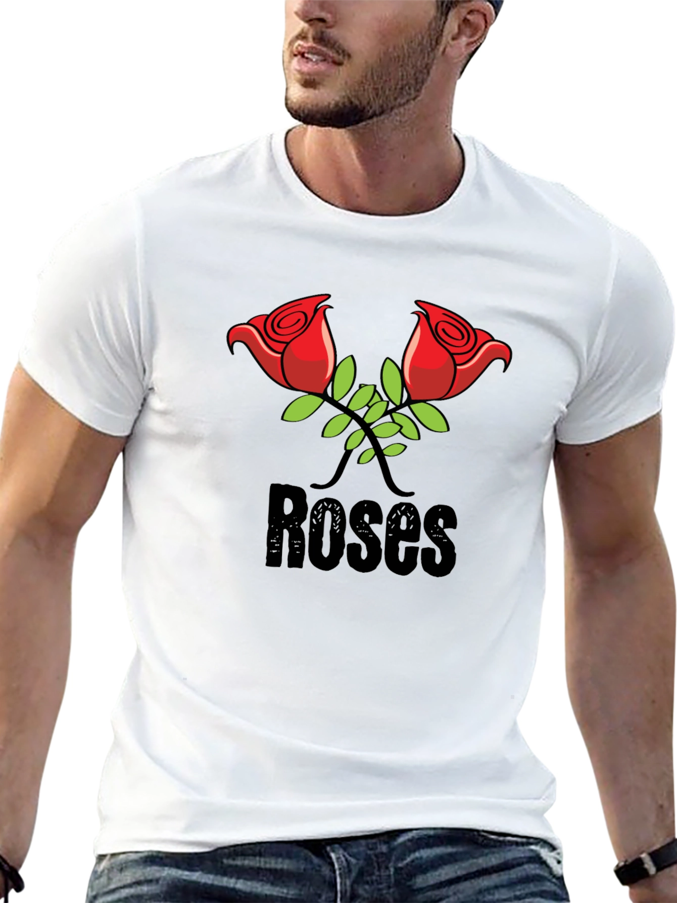 Roses Graphic Print Black T-Shirt