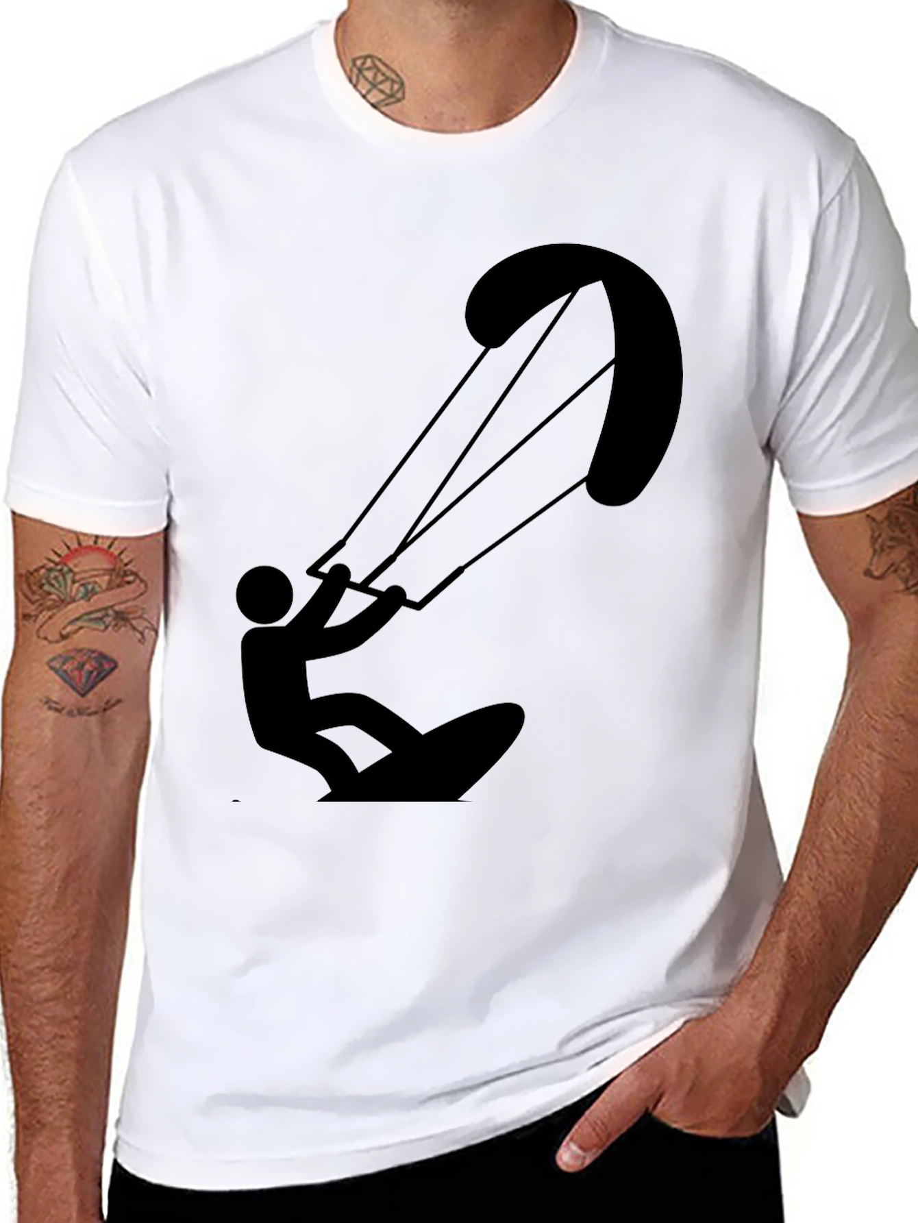 Kite Surfer T-Shirt - Black Graphic Tee