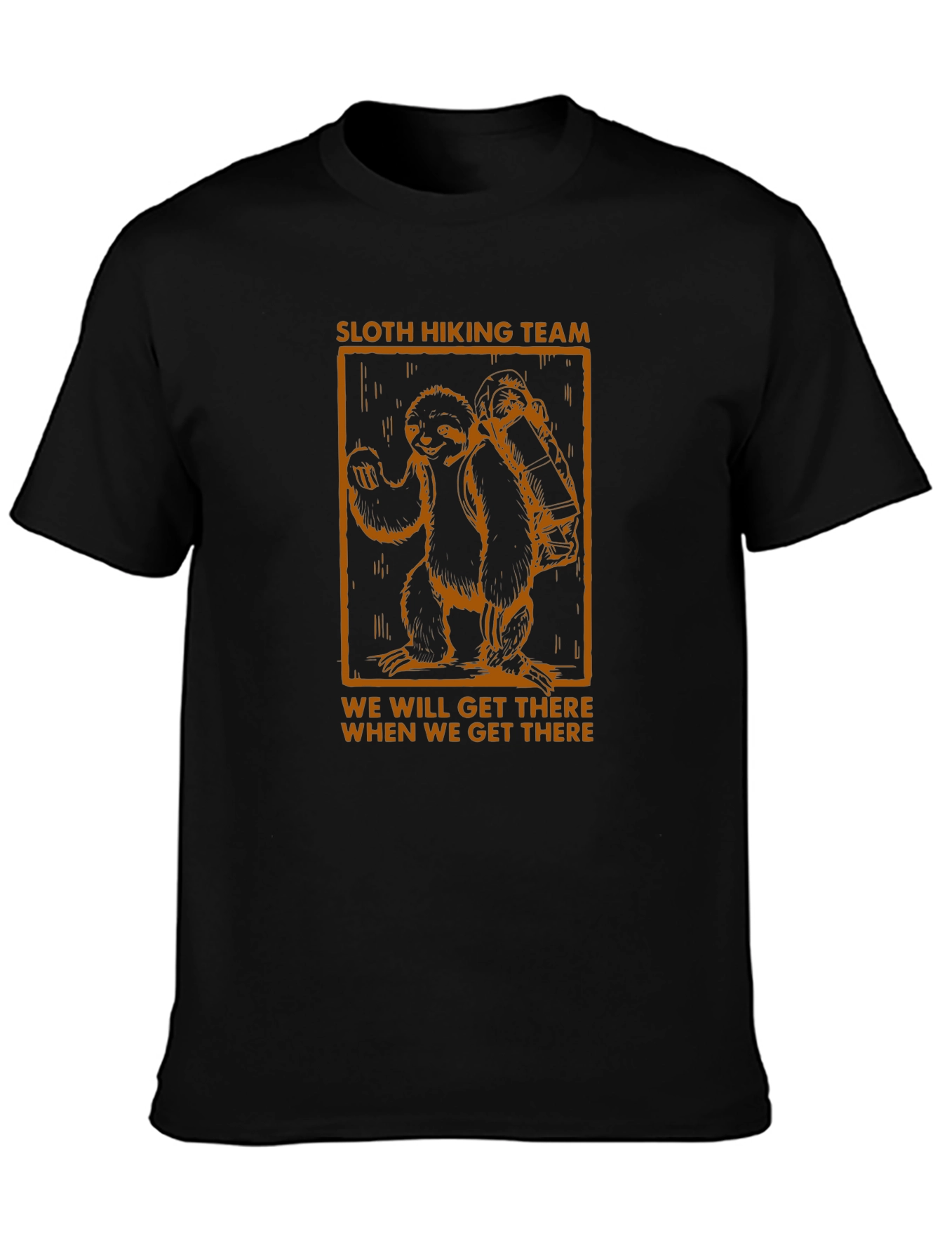 Sloth Hiking Team Graphic T-Shirt - Mens Black Tee