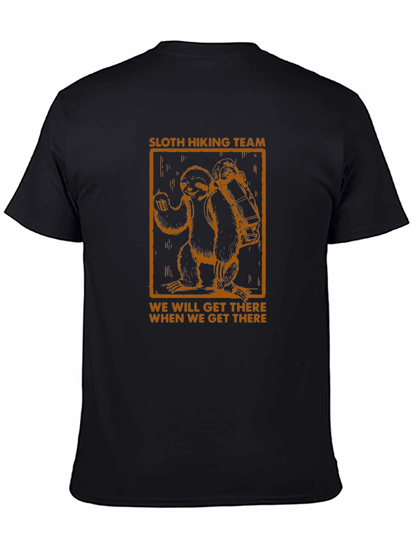Sloth Hiking Team Graphic T-Shirt - Mens Black Tee