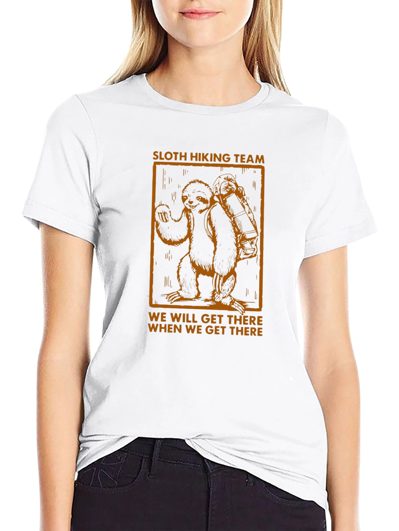 Sloth Hiking Team Graphic T-Shirt - Mens Black Tee