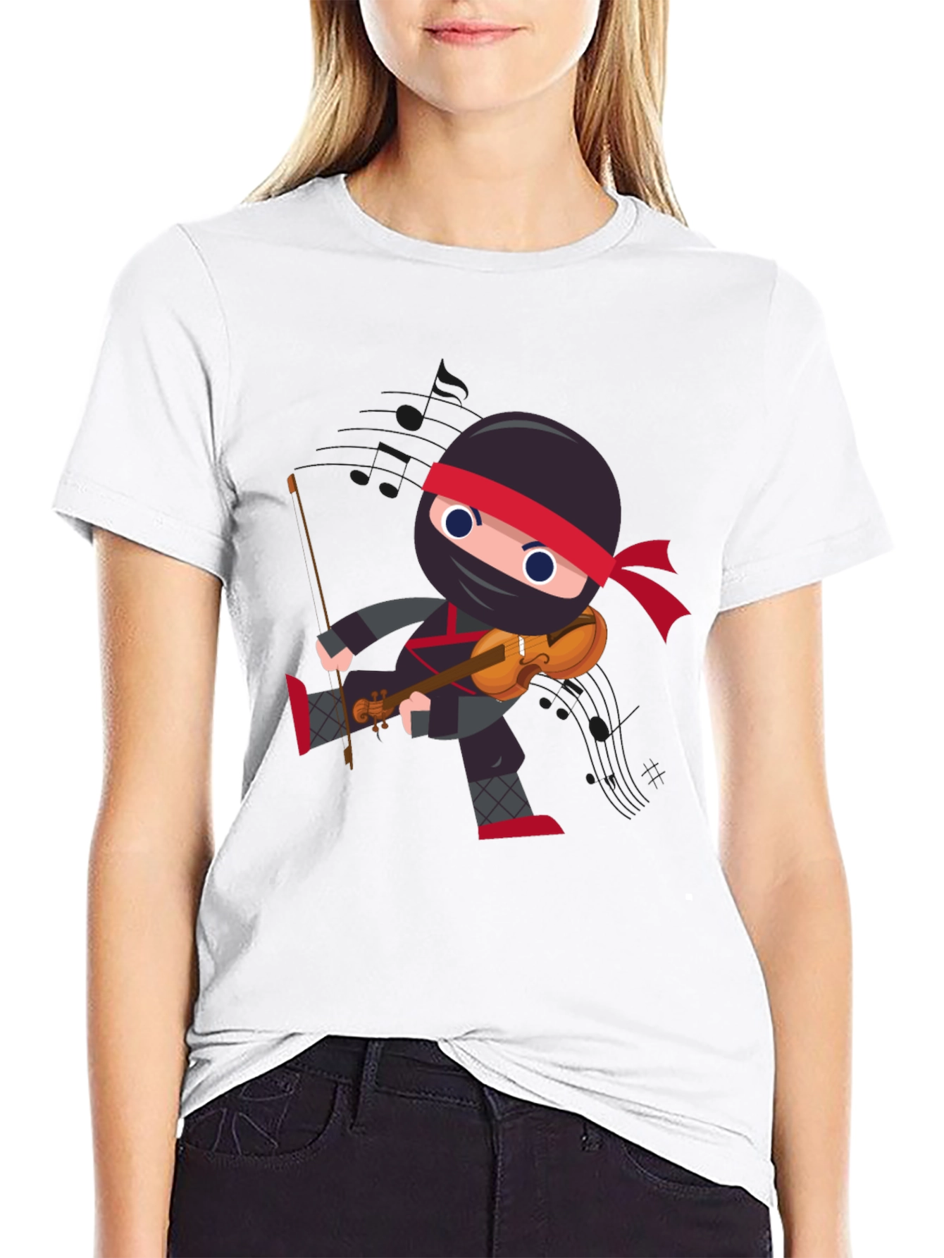 Ninja Violinist Black T-Shirt
