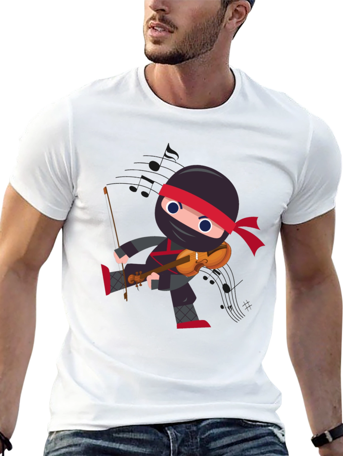 Ninja Violinist Black T-Shirt