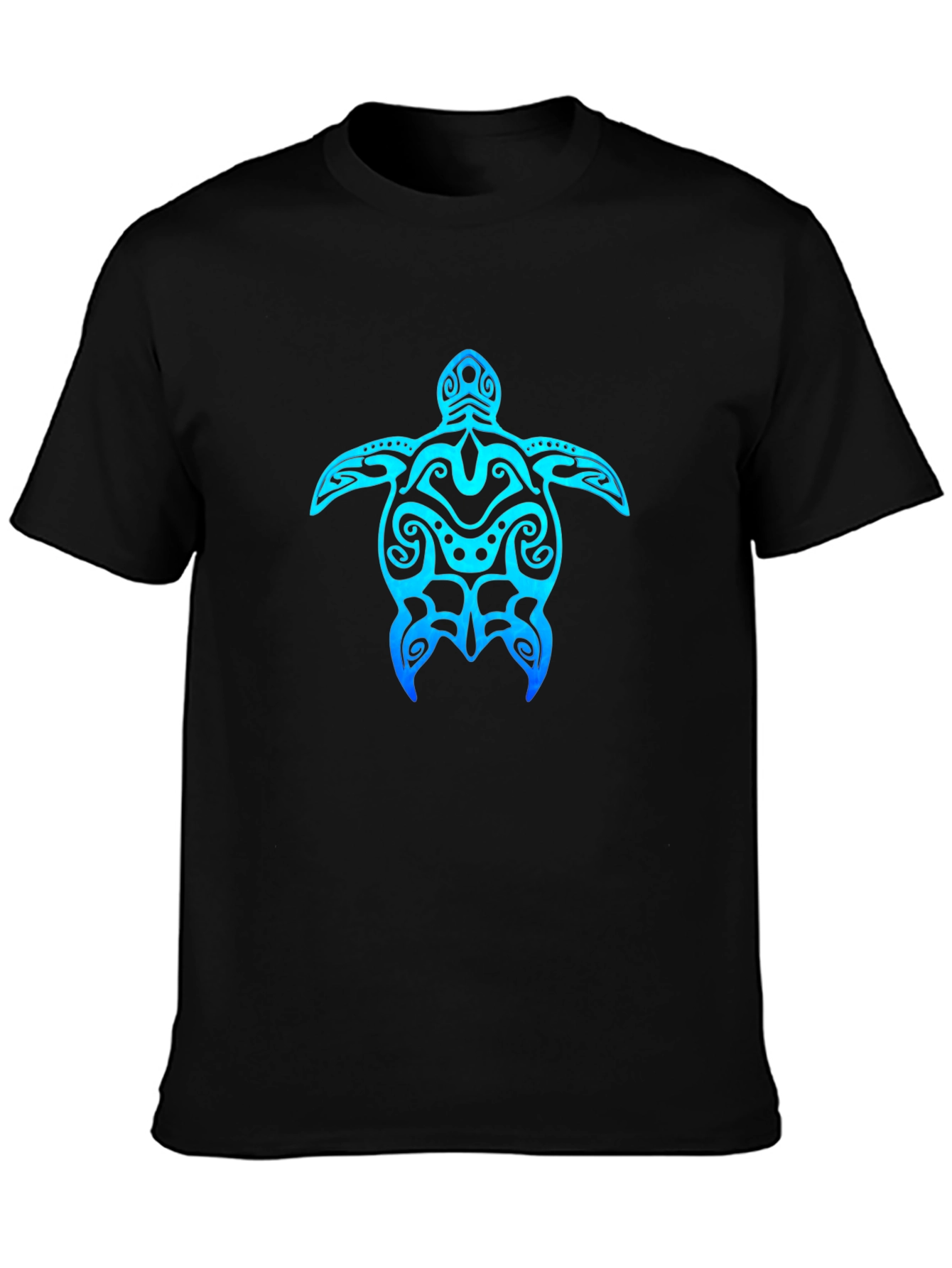 Tribal Turtle Graphic Tee - Casual Black T-Shirt