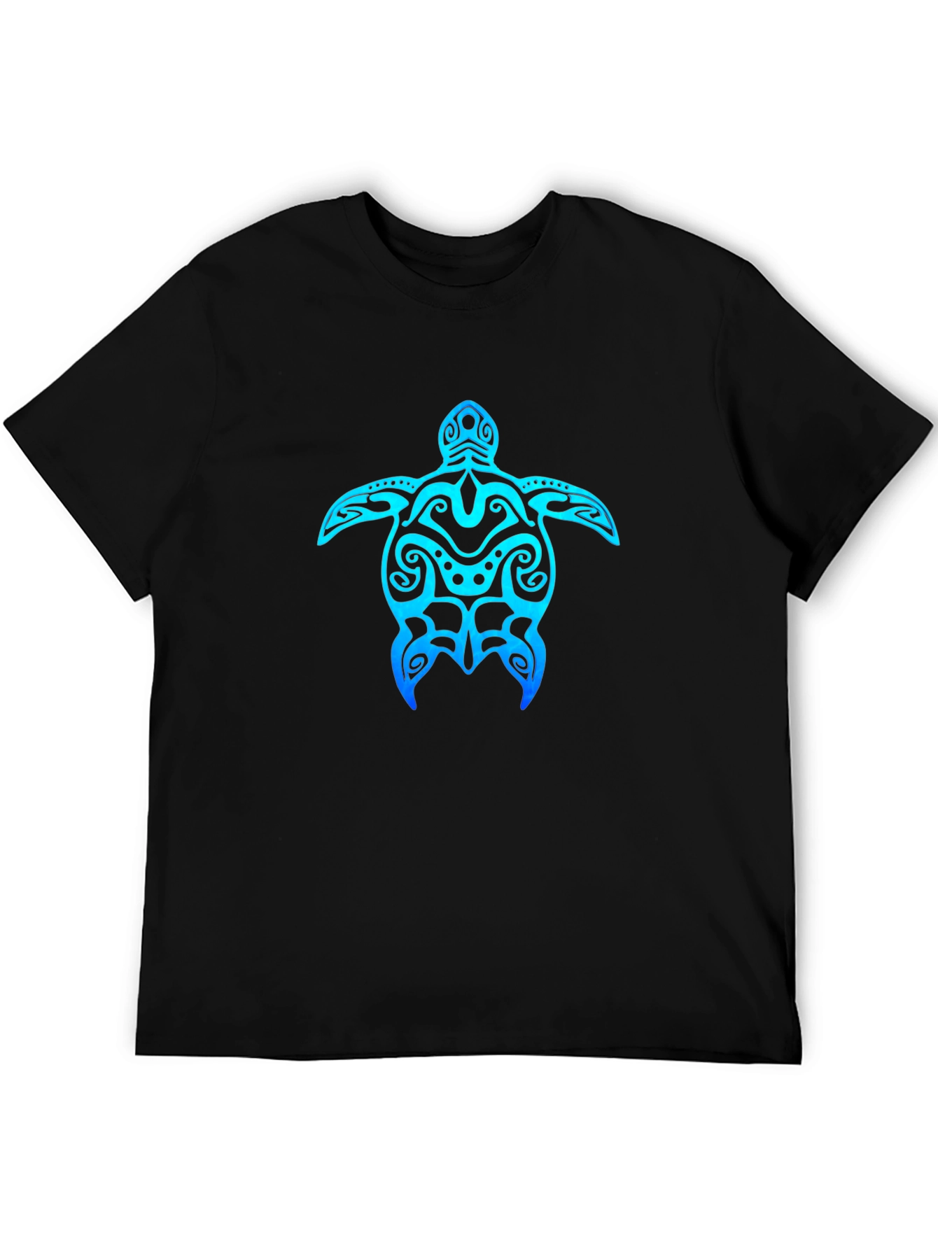 Tribal Turtle Graphic Tee - Casual Black T-Shirt