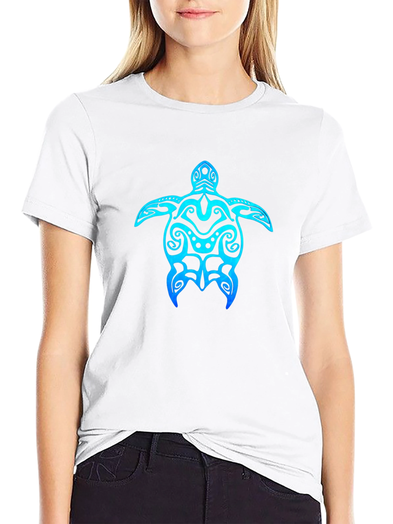 Tribal Turtle Graphic Tee - Casual Black T-Shirt
