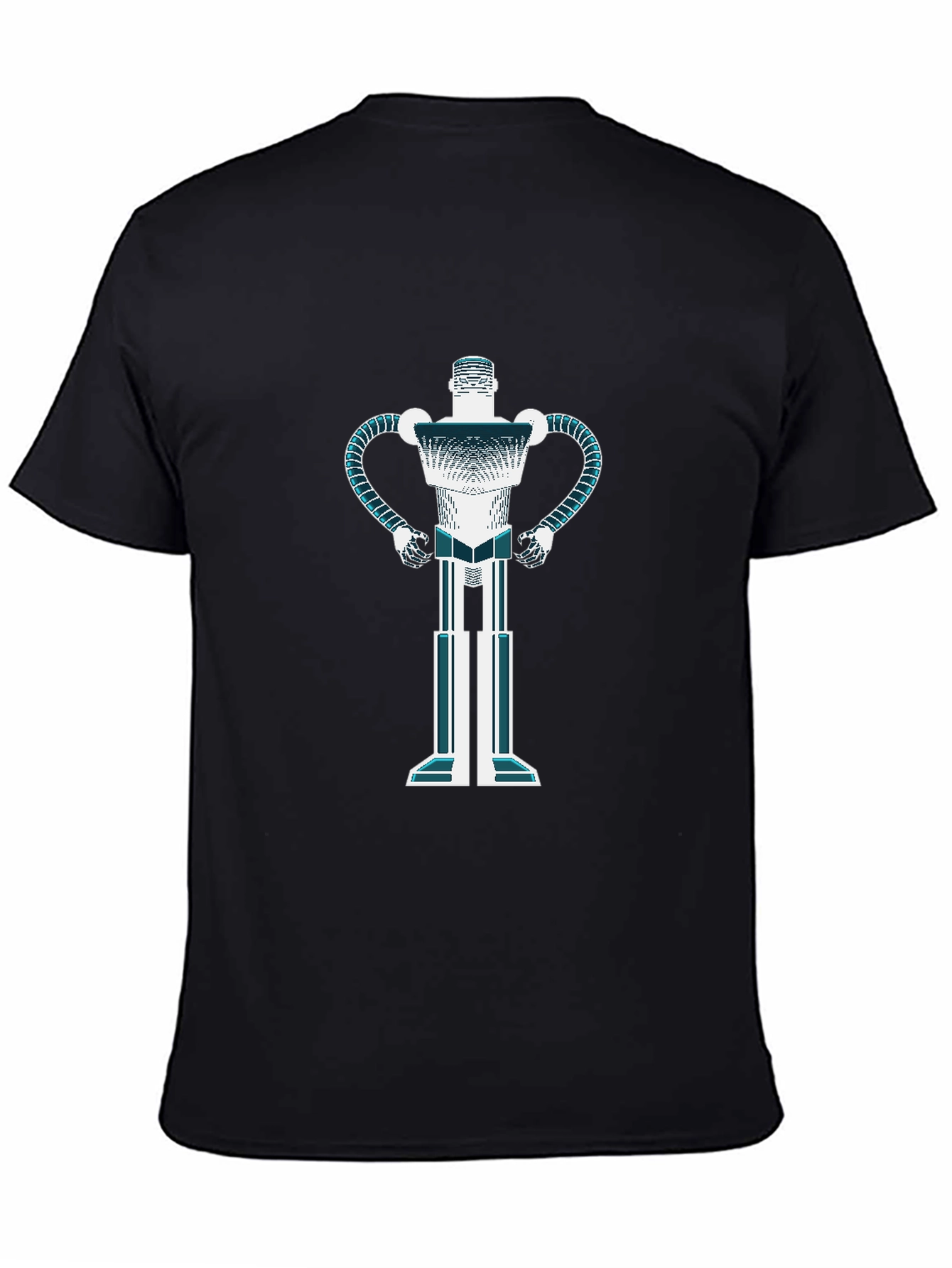 Retro Robot Graphic T-Shirt - Black Casual Tee