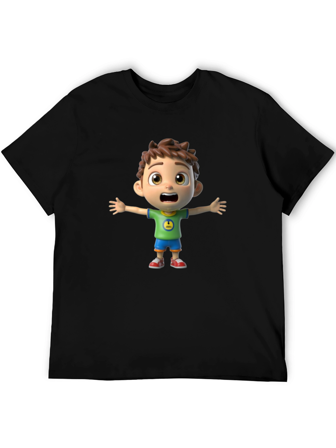 Cartoon Boy Graphic Black T-Shirt