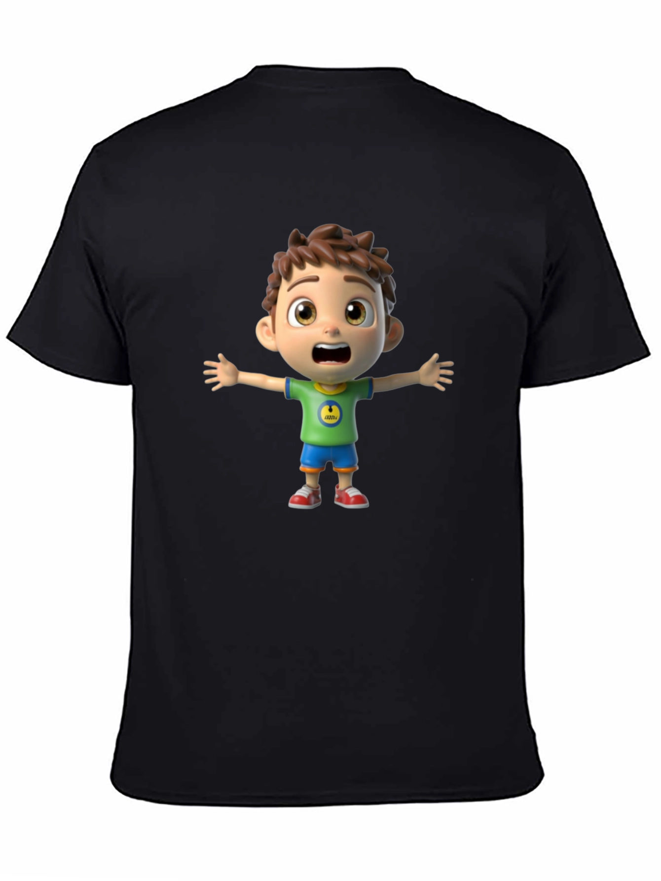 Cartoon Boy Graphic Black T-Shirt