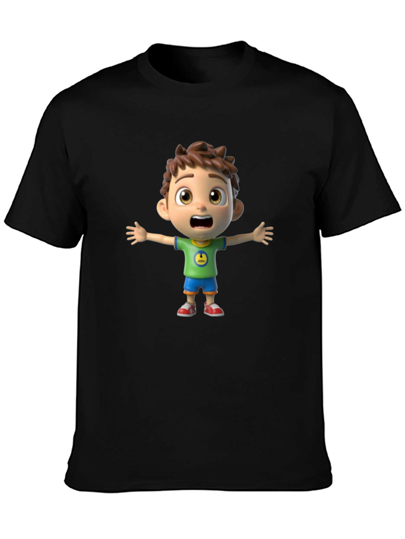 Cartoon Boy Graphic Black T-Shirt