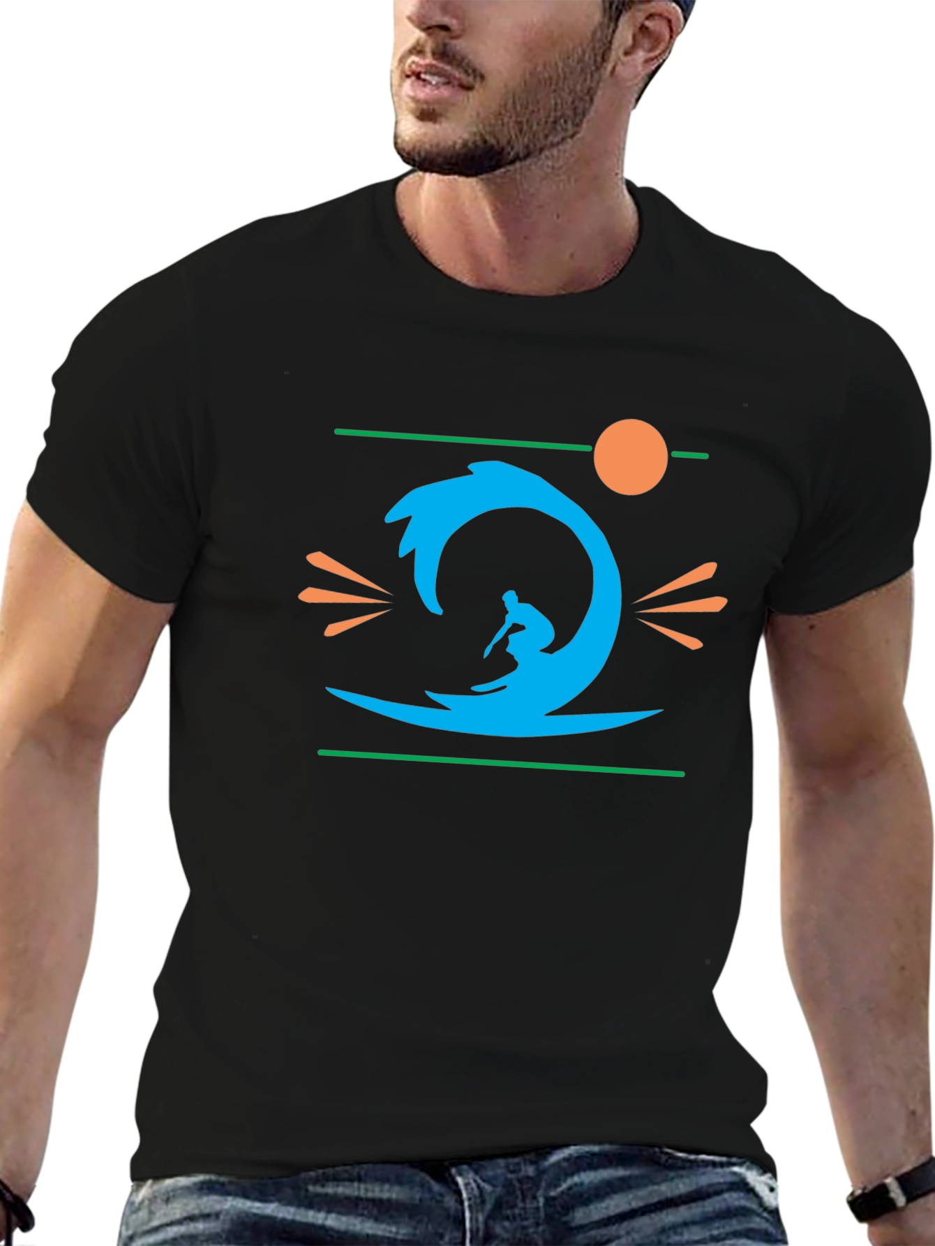 Surfer Graphic Black T-Shirt
