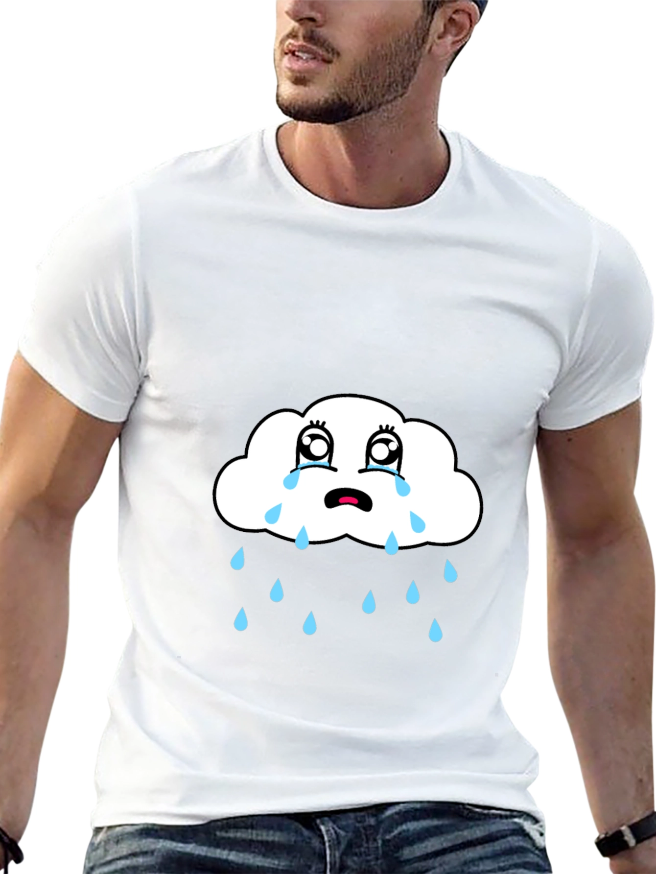 Sad Cloud Graphic Tee - Black Cotton T-Shirt