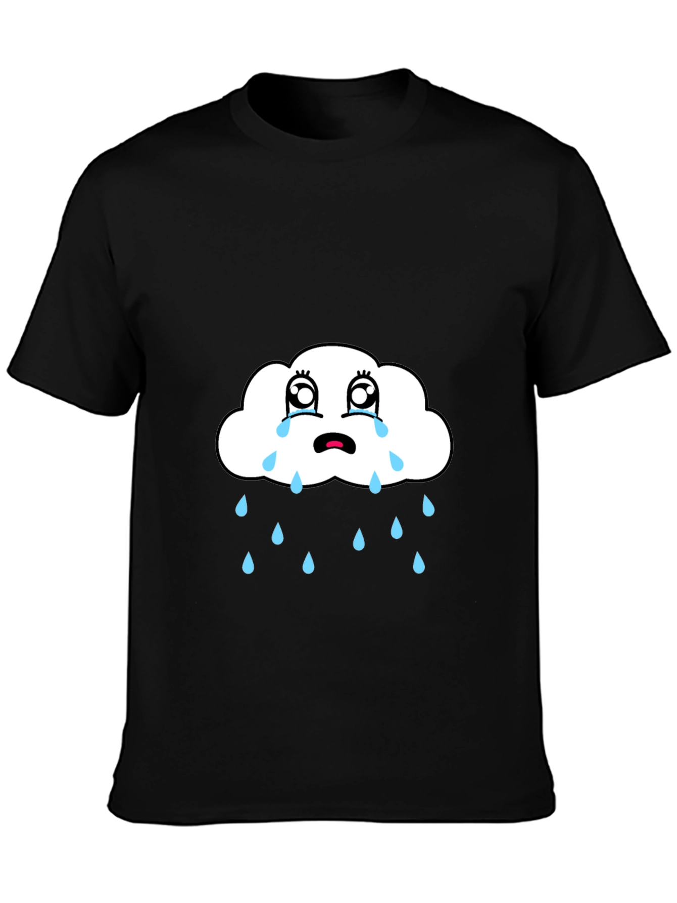 Sad Cloud Graphic Tee - Black Cotton T-Shirt