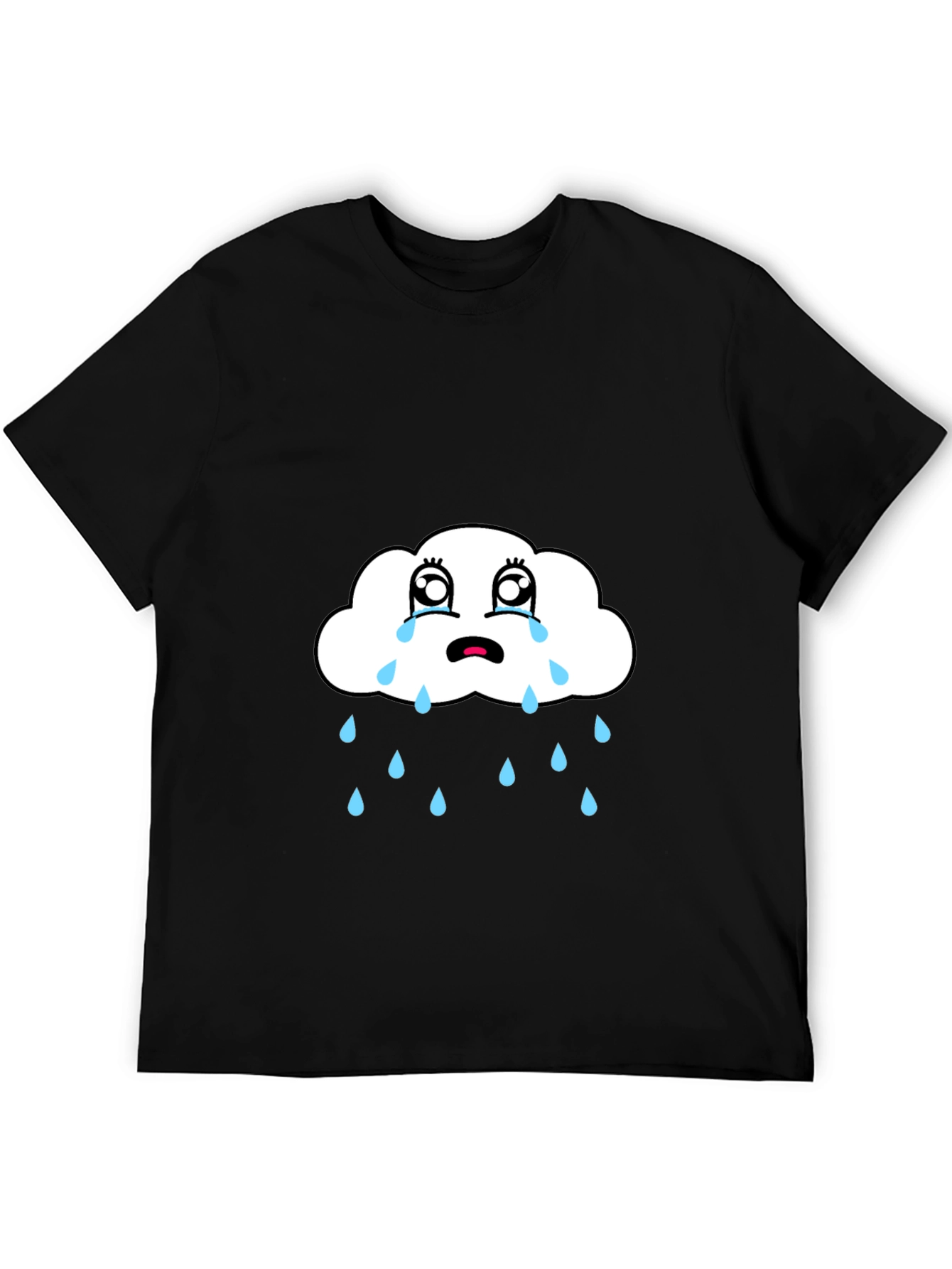 Sad Cloud Graphic Tee - Black Cotton T-Shirt