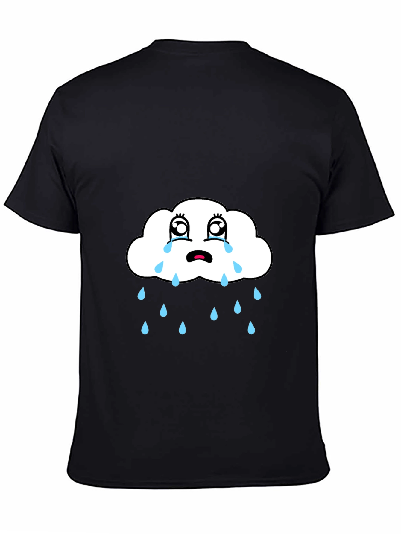 Sad Cloud Graphic Tee - Black Cotton T-Shirt