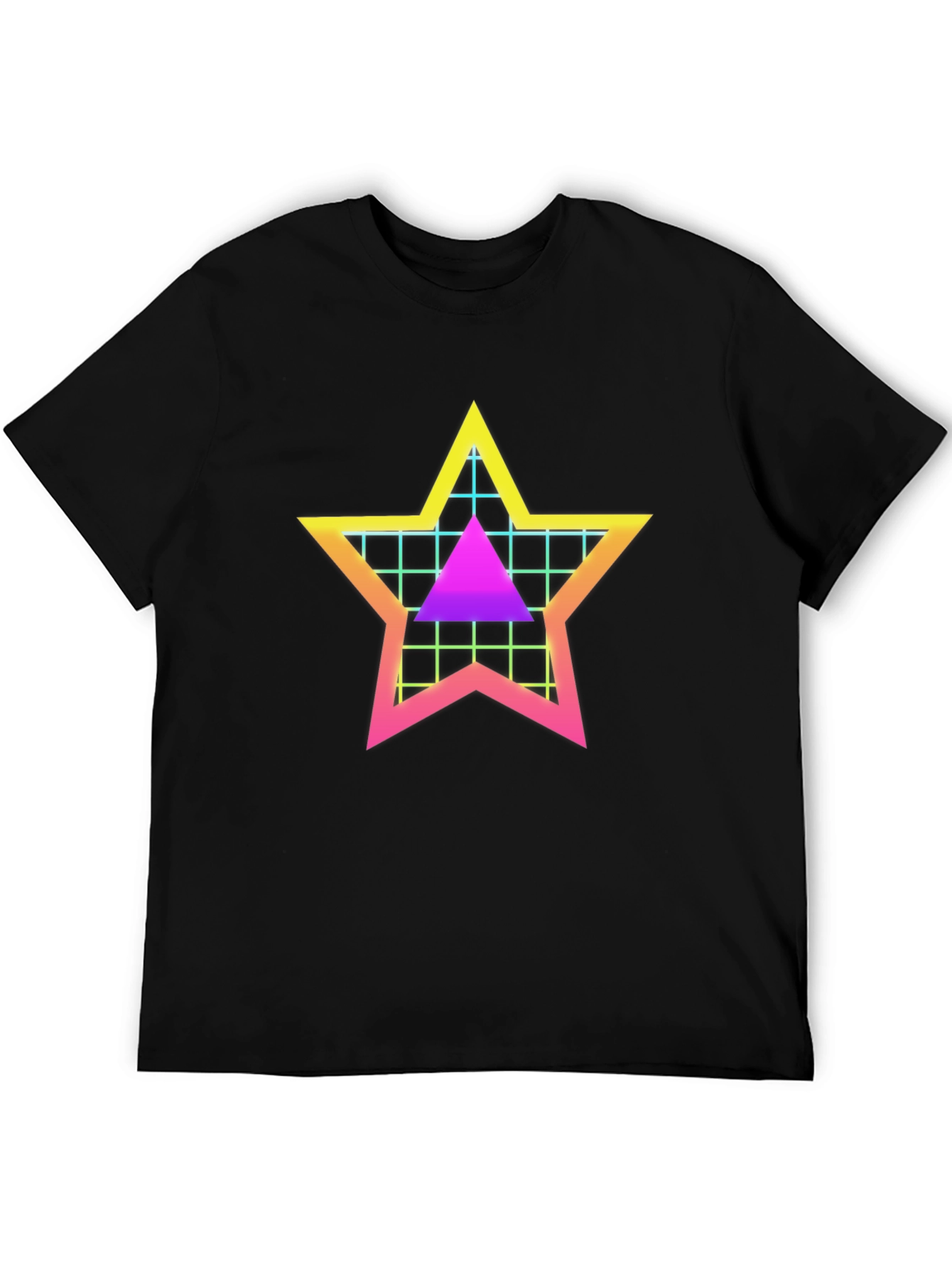 Retro Star Grid T-Shirt - 80s Style Graphic Tee