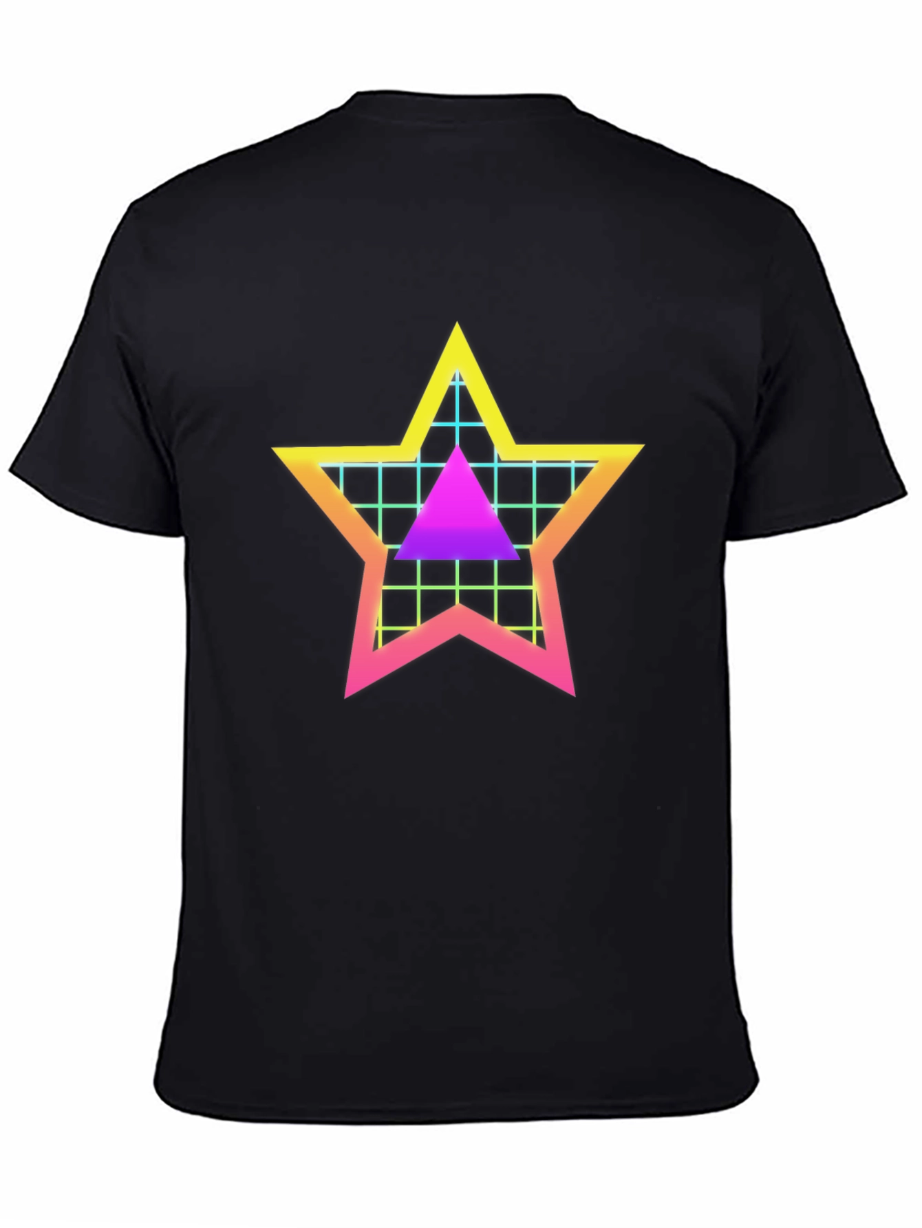 Retro Star Grid T-Shirt - 80s Style Graphic Tee