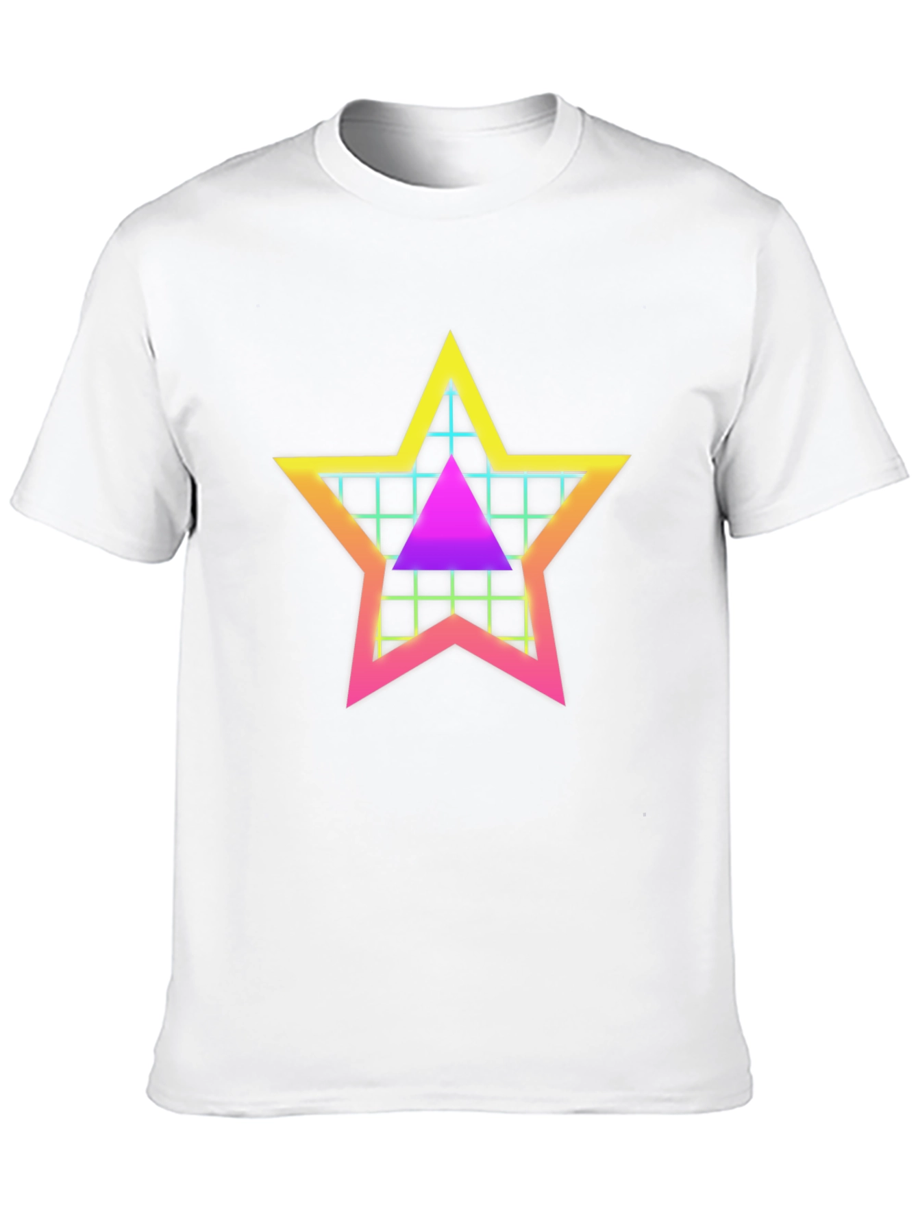 Retro Star Grid T-Shirt - 80s Style Graphic Tee
