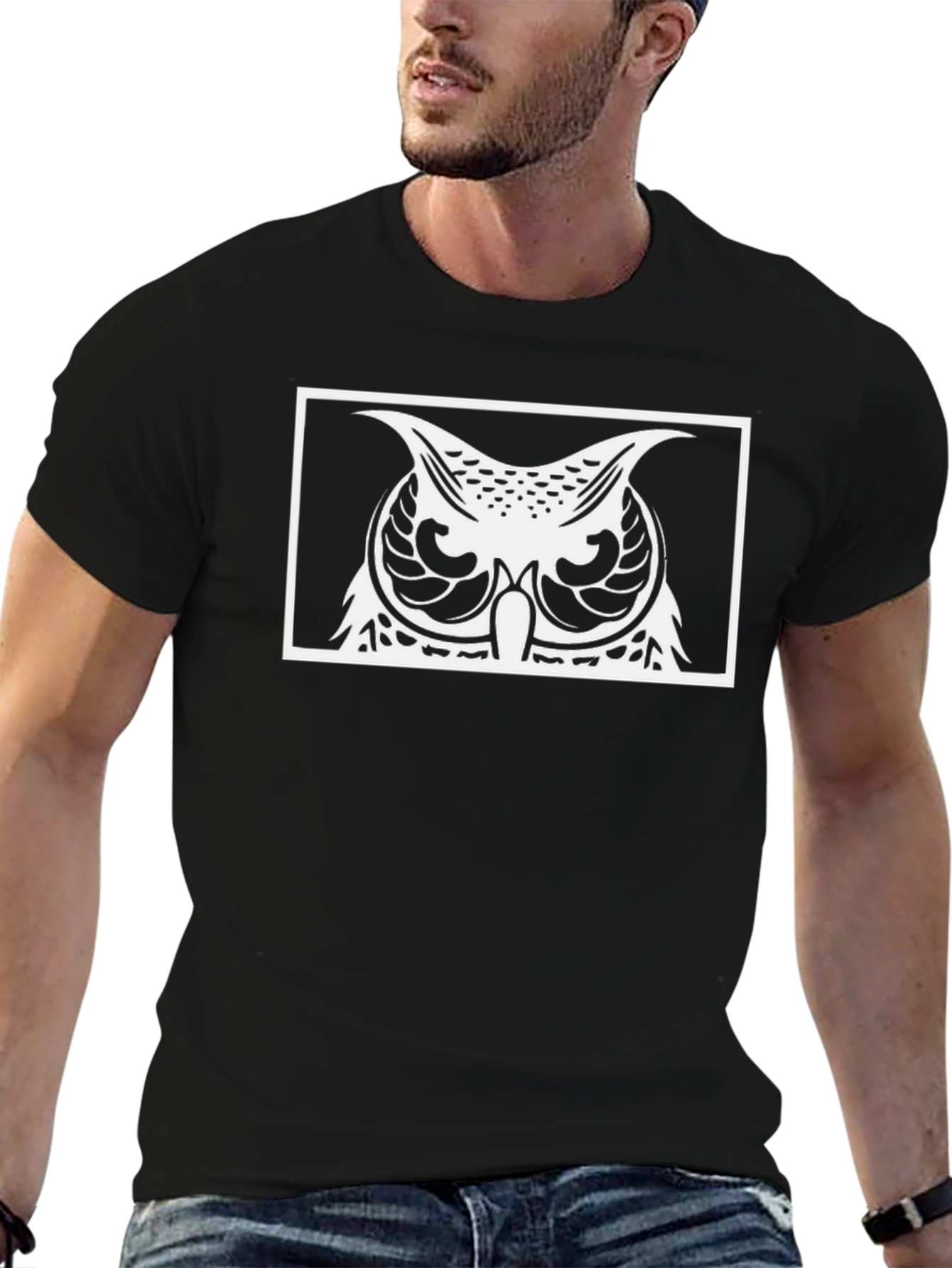 Owl Graphic Black T-Shirt - Mens
