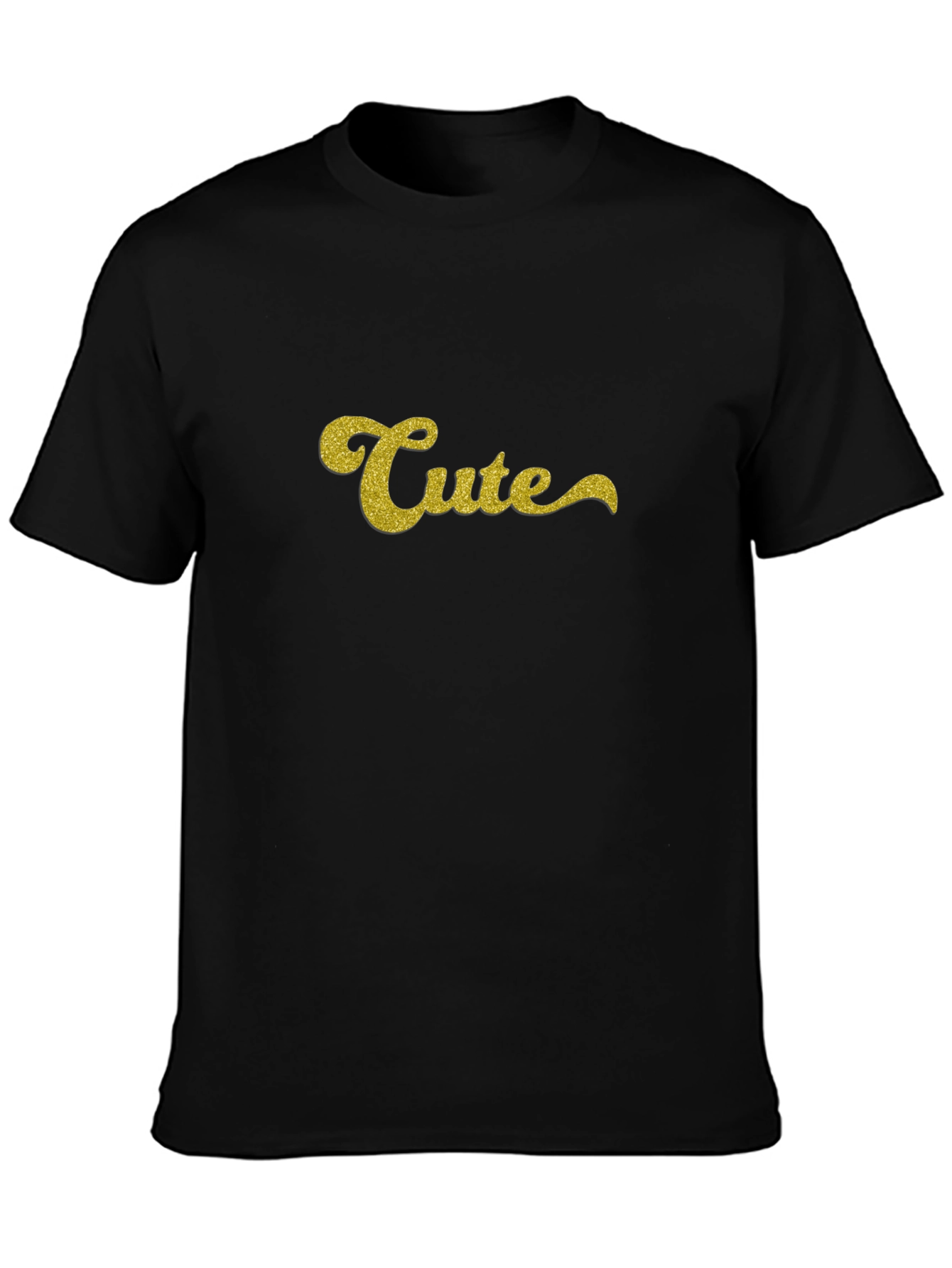 Cute Glitter Graphic Black T-Shirt