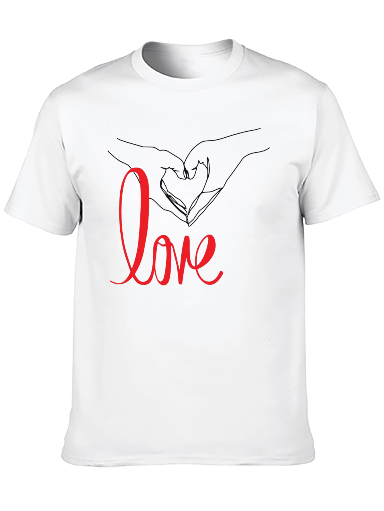 Love Heart Hands Graphic Tee - Black Casual T-Shirt