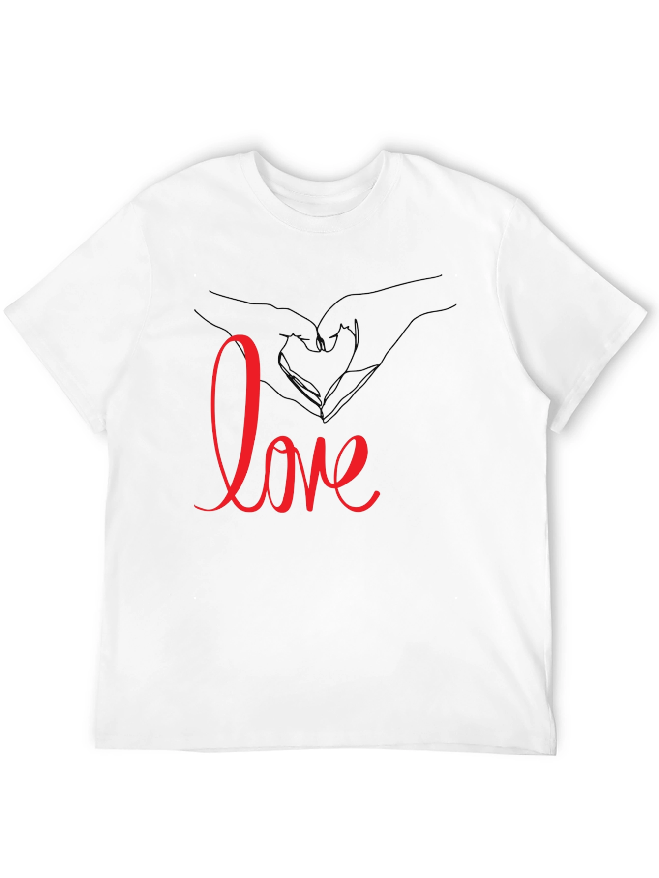 Love Heart Hands Graphic Tee - Black Casual T-Shirt