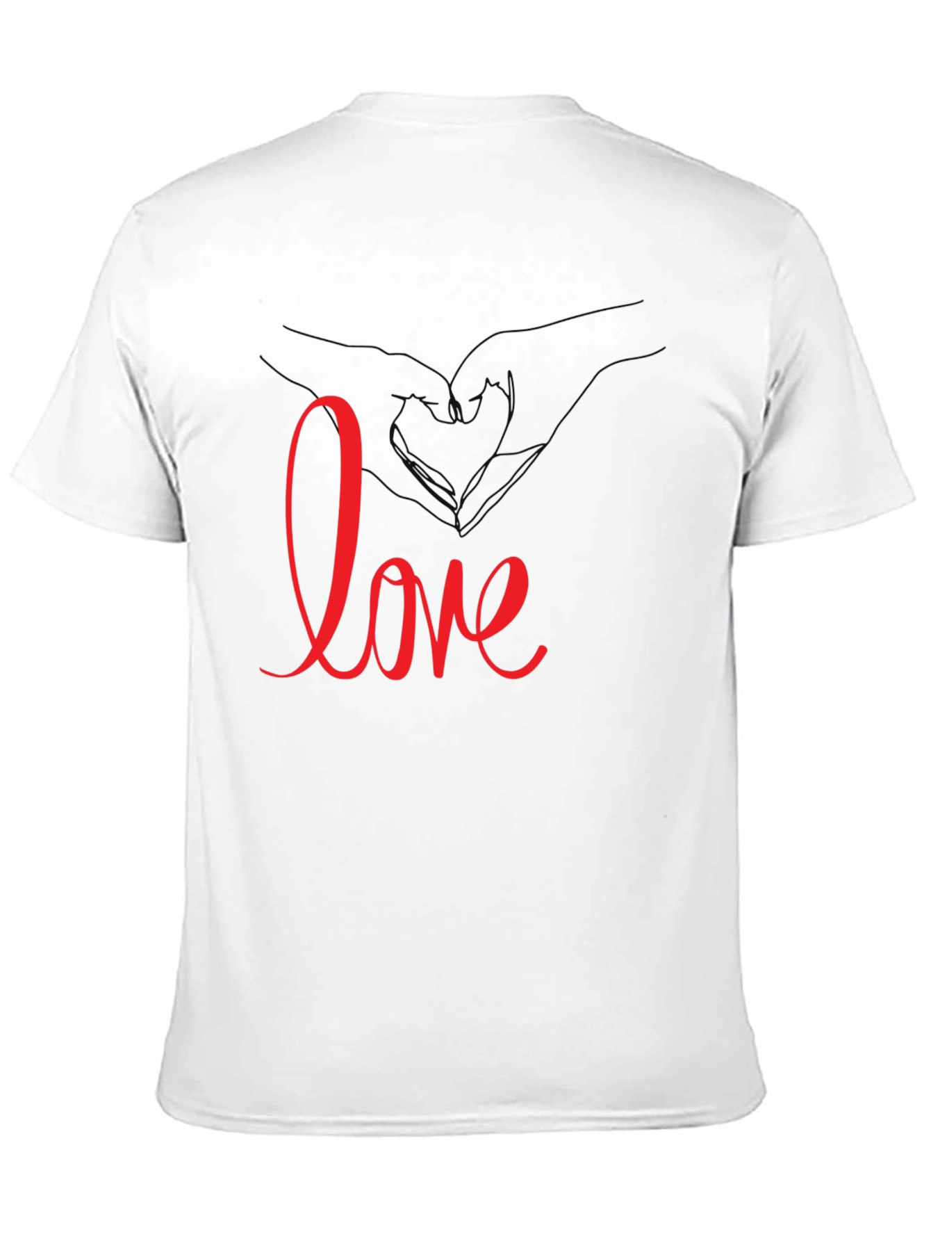 Love Heart Hands Graphic Tee - Black Casual T-Shirt