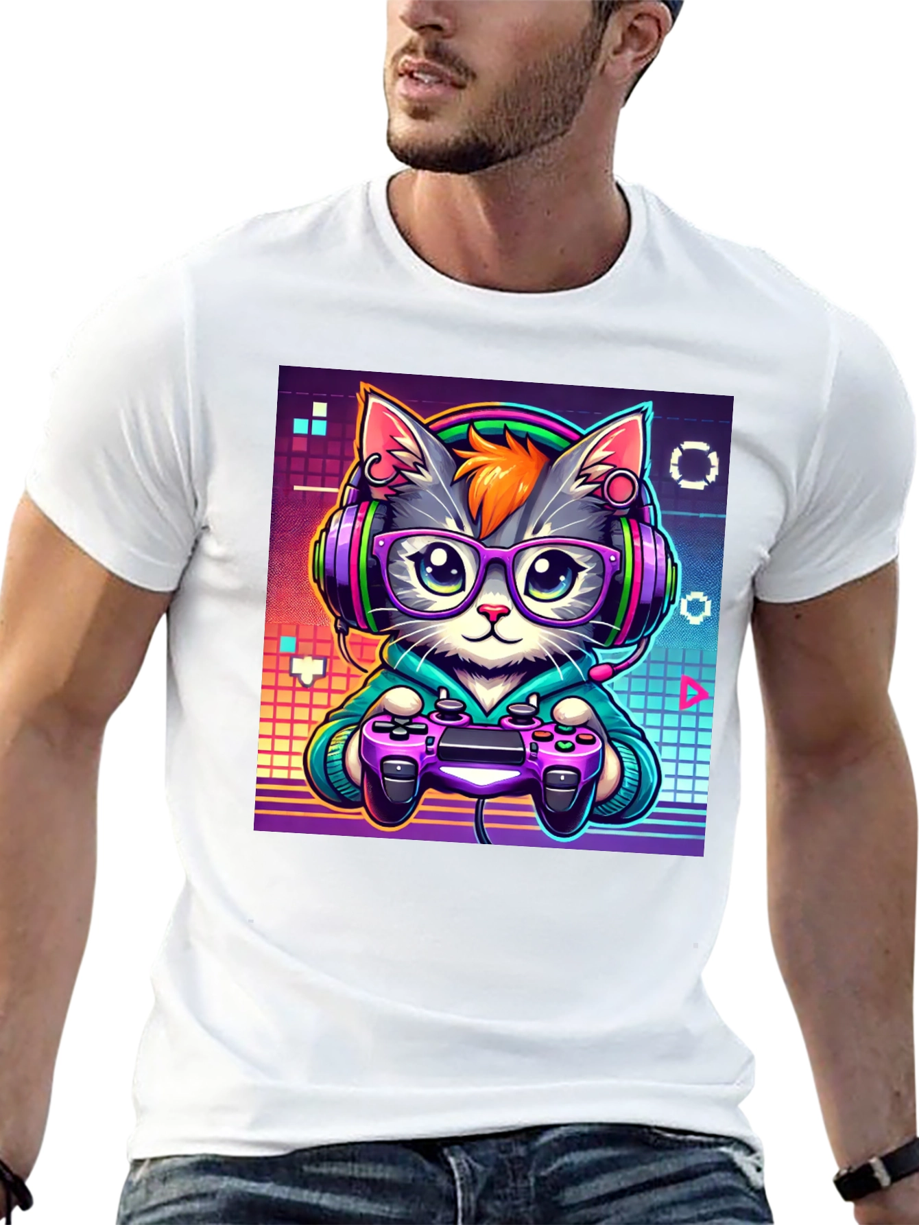 Gamer Cat Graphic T-Shirt - Cool & Unique Design