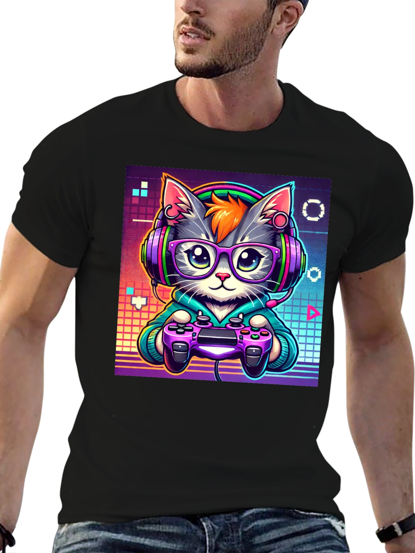 Gamer Cat Graphic T-Shirt - Cool & Unique Design