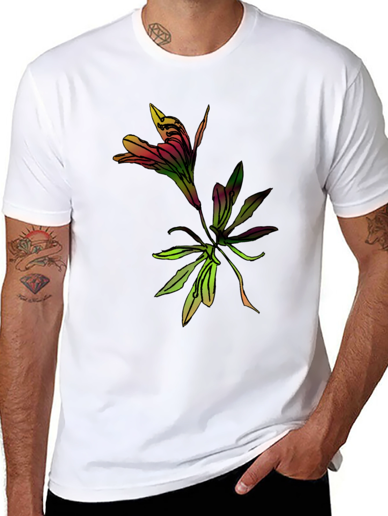 Floral Graphic Black T-Shirt for Men
