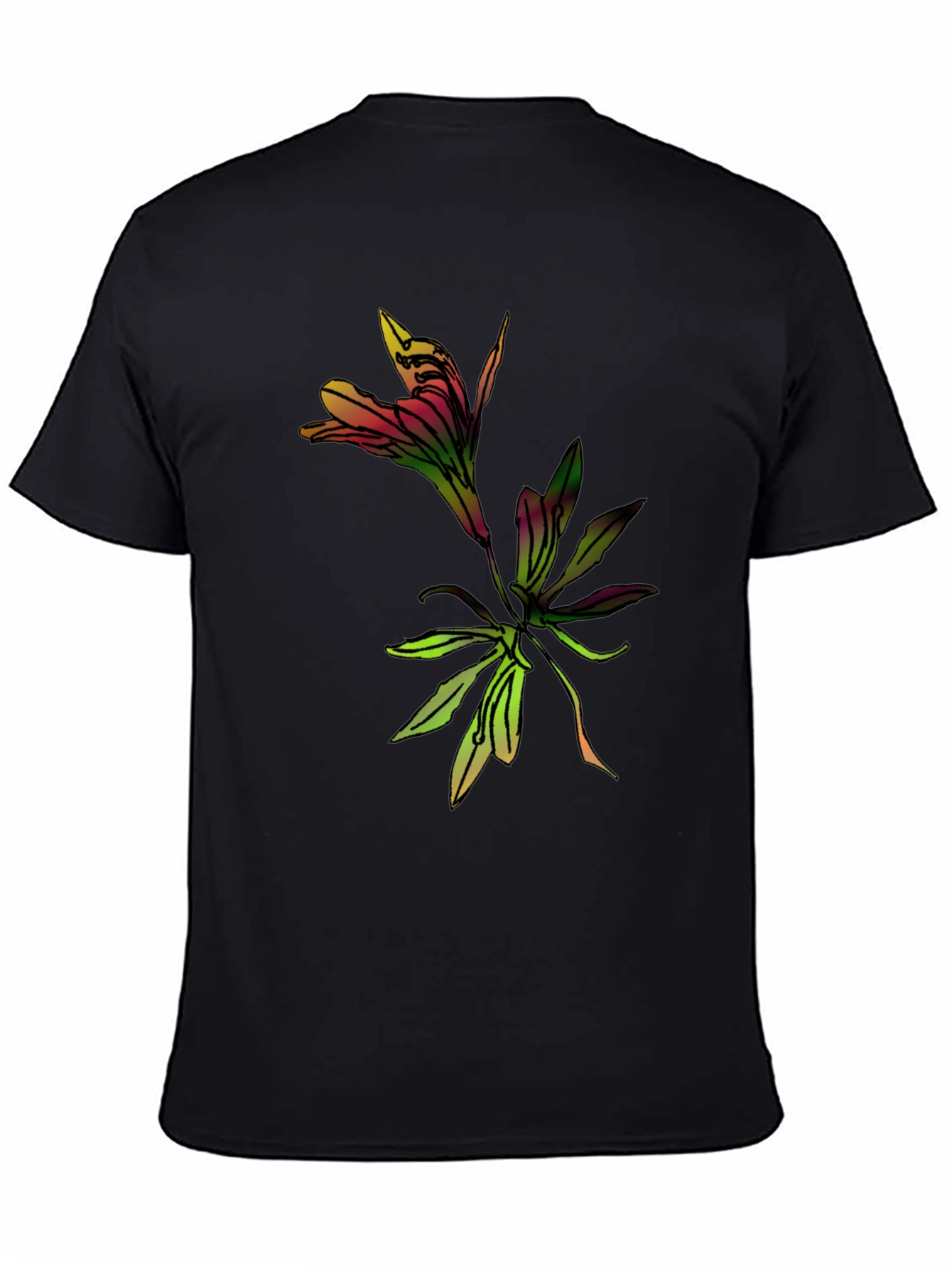 Floral Graphic Black T-Shirt for Men
