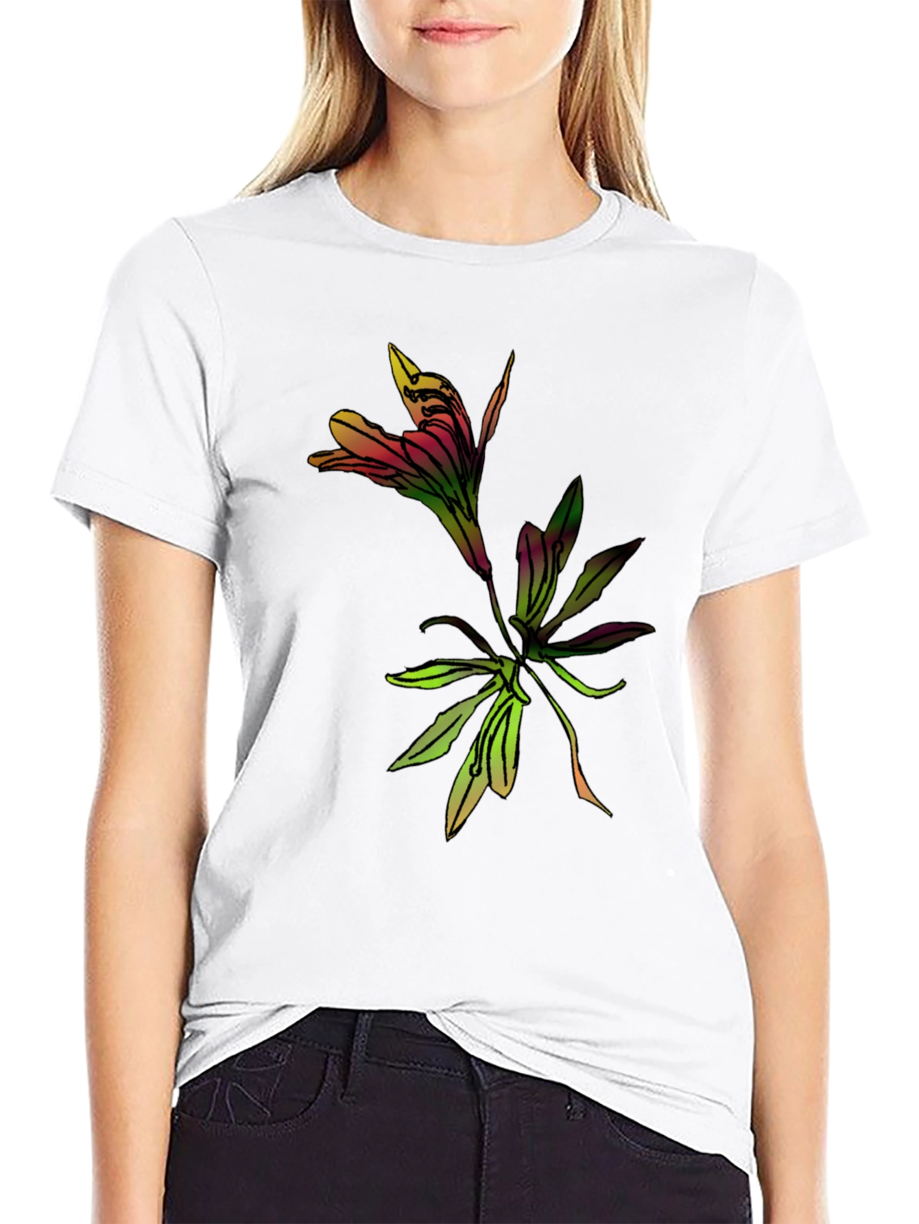 Floral Graphic Black T-Shirt for Men