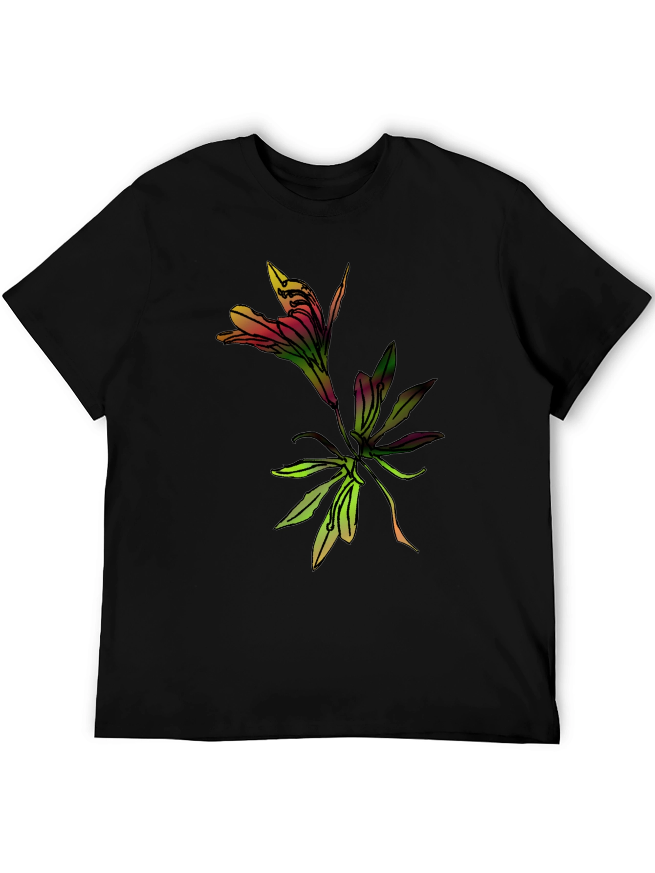 Floral Graphic Black T-Shirt for Men