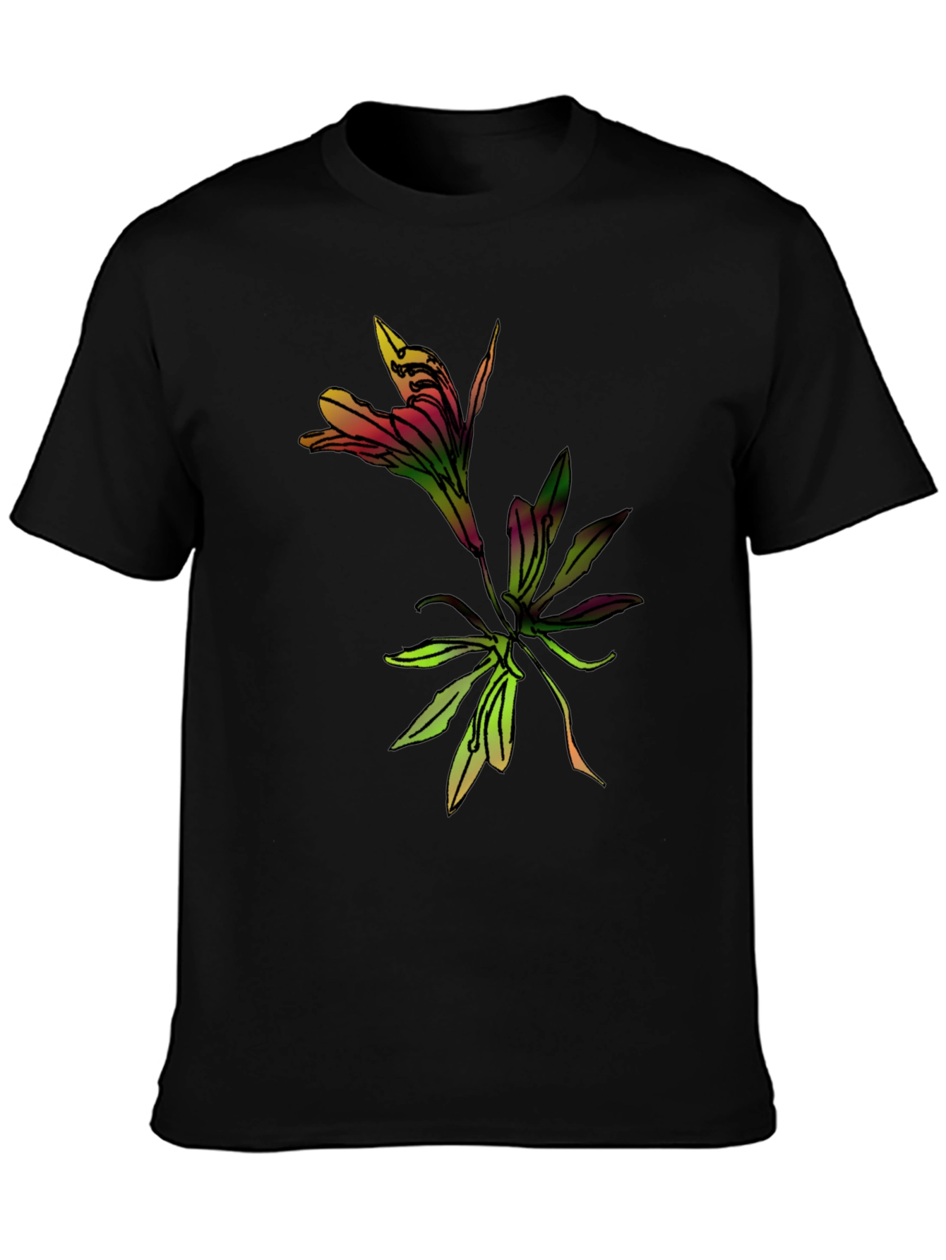 Floral Graphic Black T-Shirt for Men