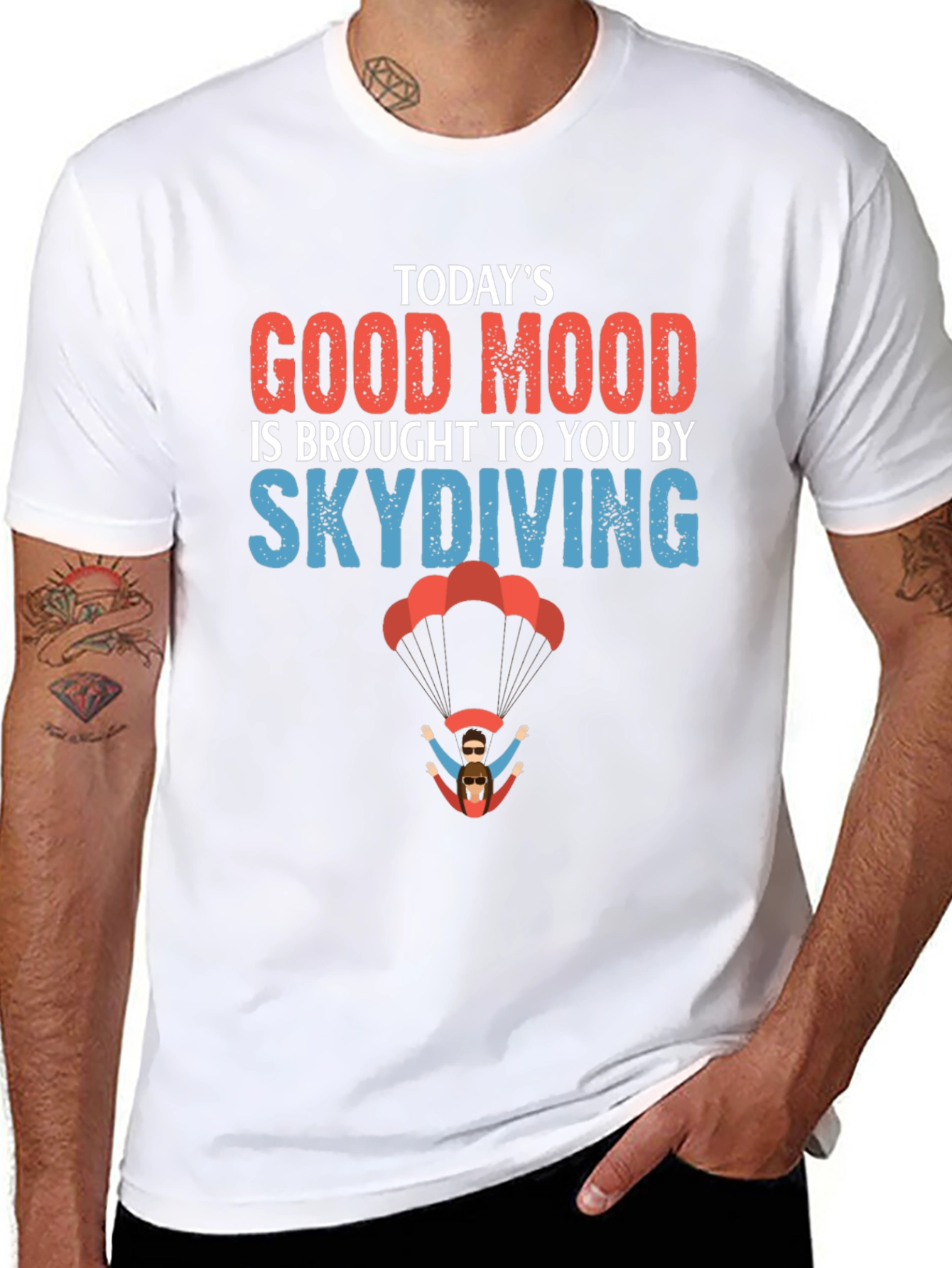 Skydiving Good Mood Graphic Tee - Black