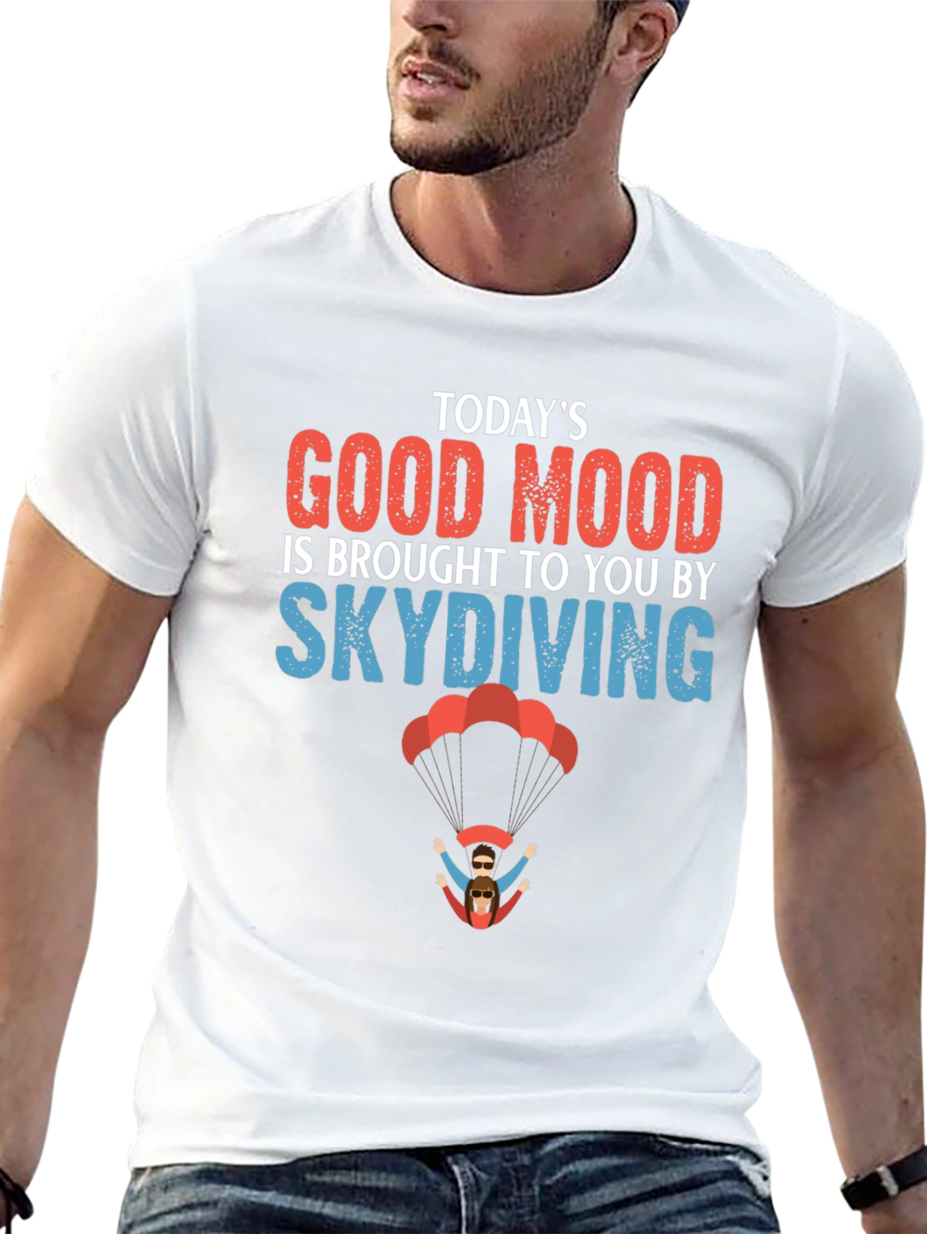 Skydiving Good Mood Graphic Tee - Black