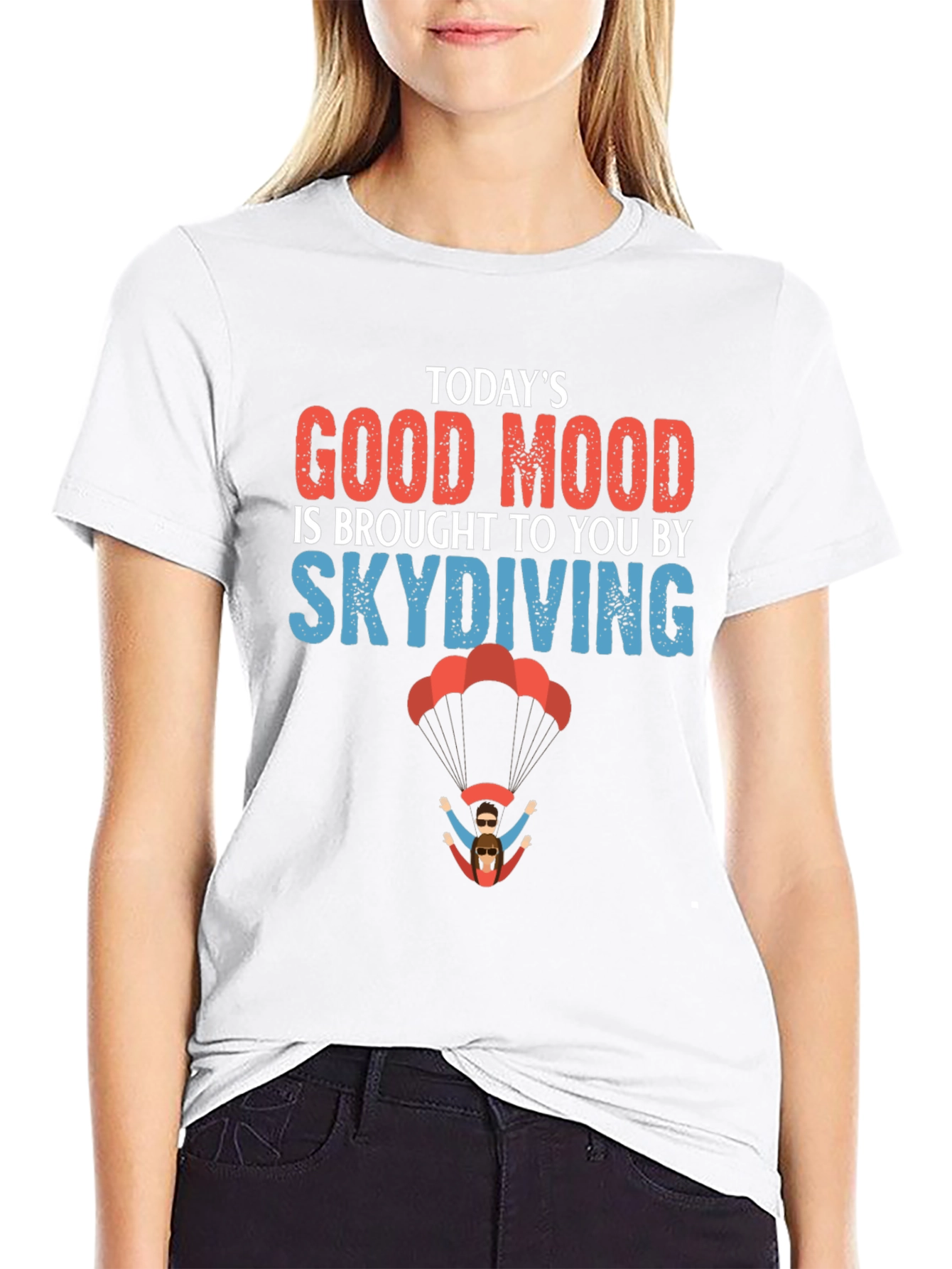 Skydiving Good Mood Graphic Tee - Black