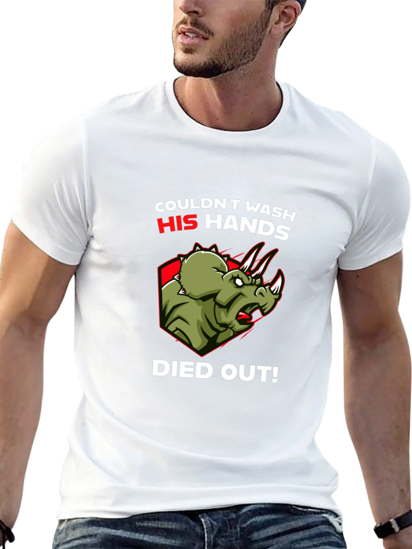 Dinosaur Couldnt Wash Hands T-Shirt Funny Dino Tee