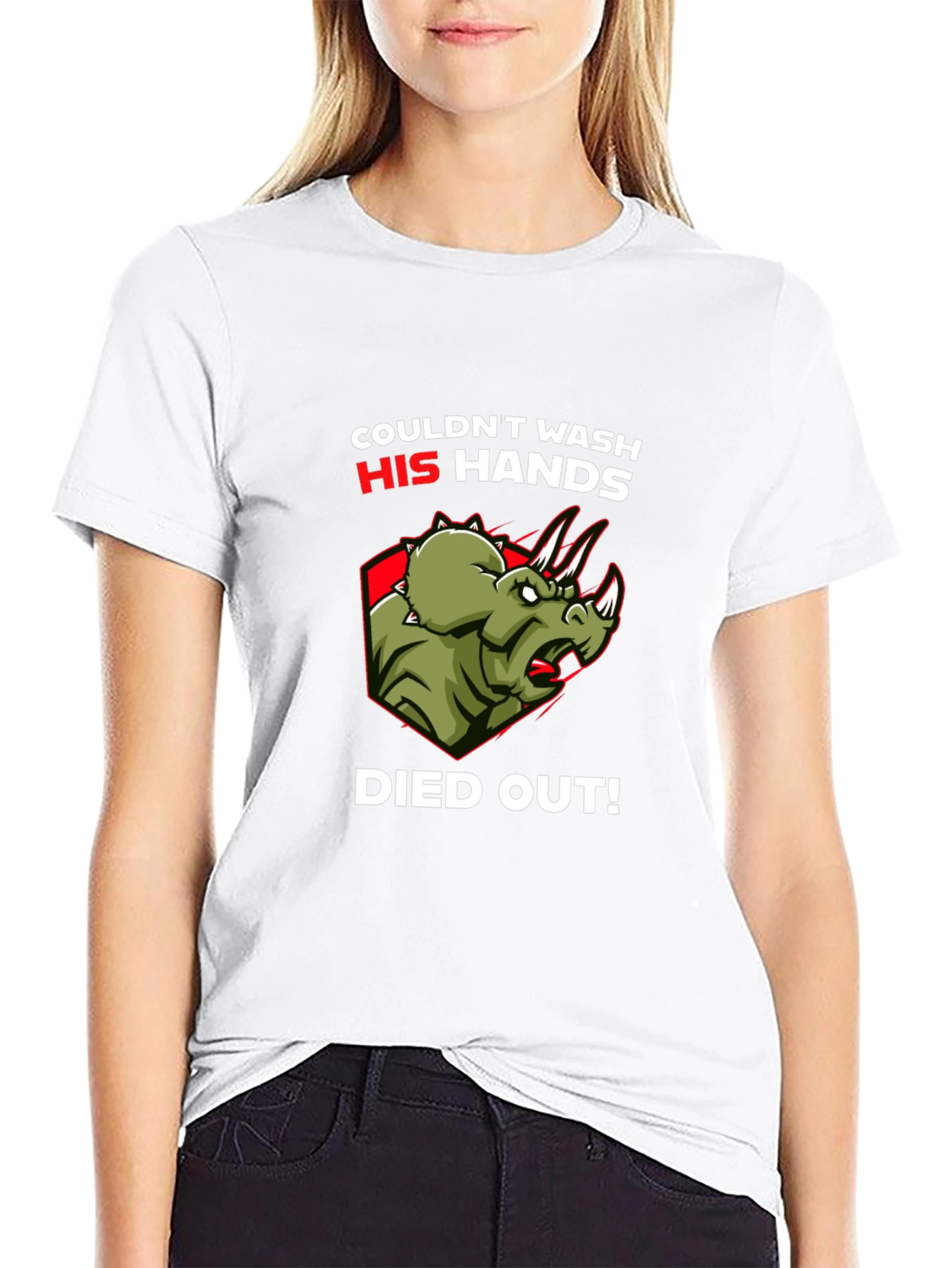 Dinosaur Couldnt Wash Hands T-Shirt Funny Dino Tee