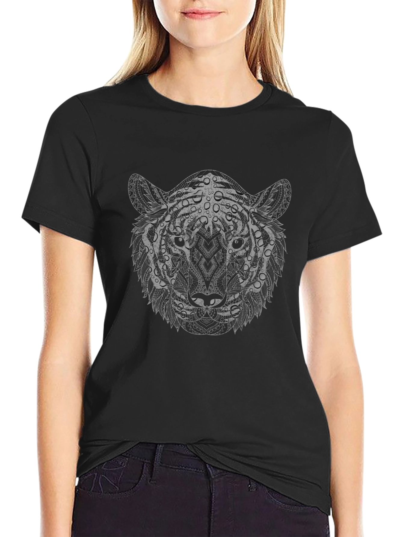 Tiger Graphic Print Crew Neck Tee