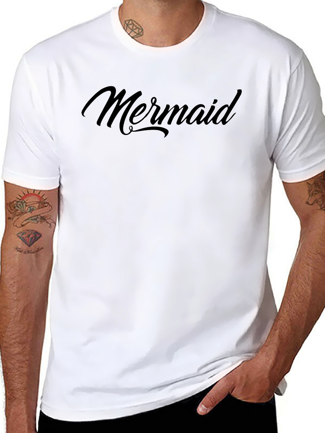 Mens Black Mermaid Graphic T-Shirt