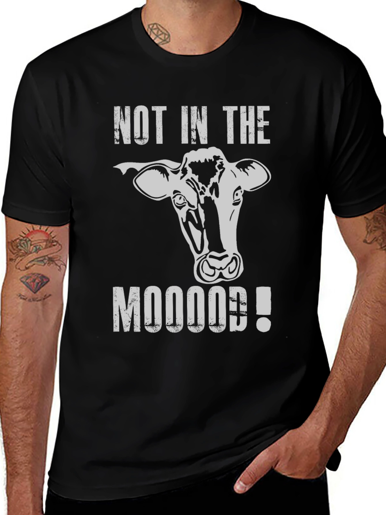 Not in the Mooood! Cow Graphic T-Shirt