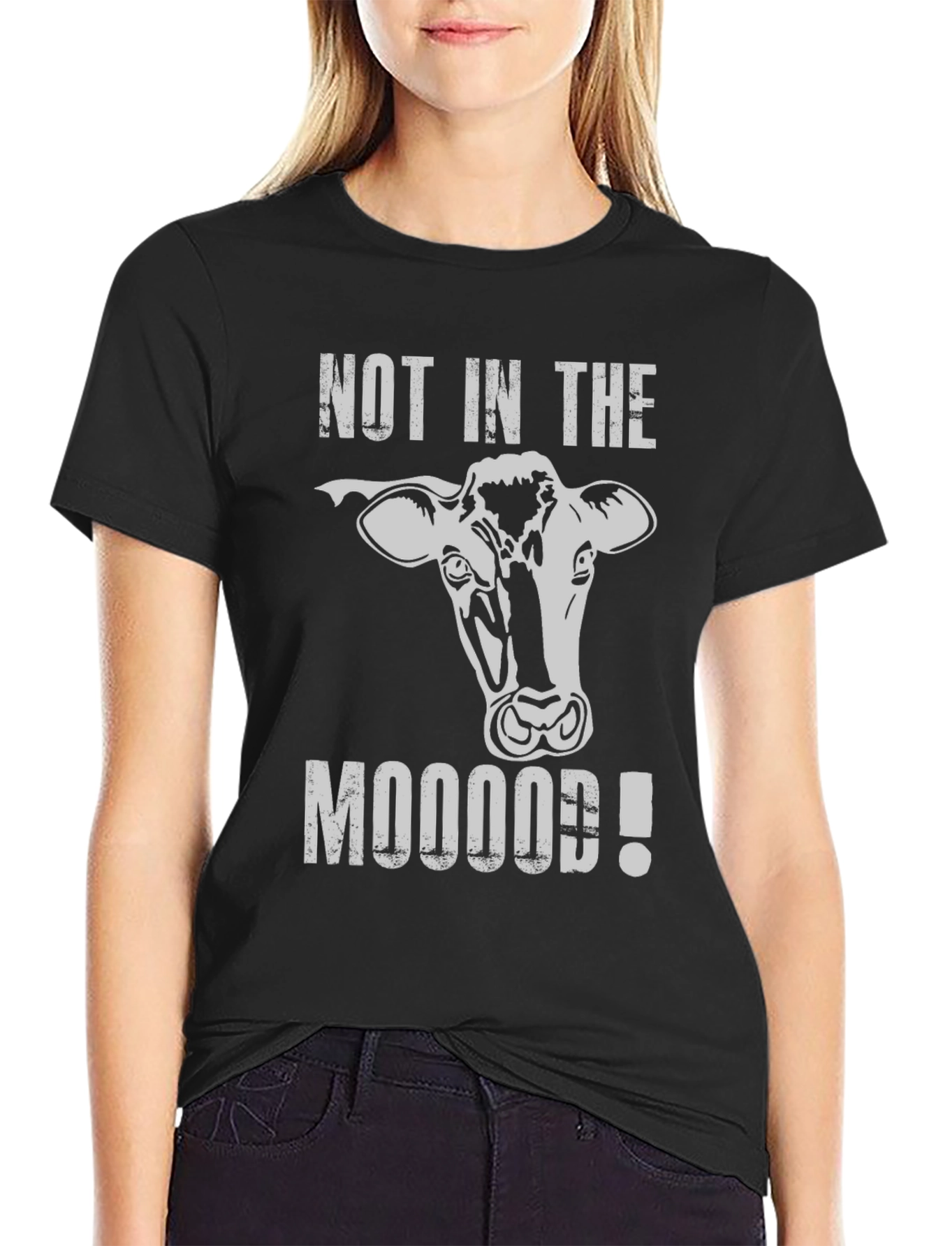 Not in the Mooood! Cow Graphic T-Shirt
