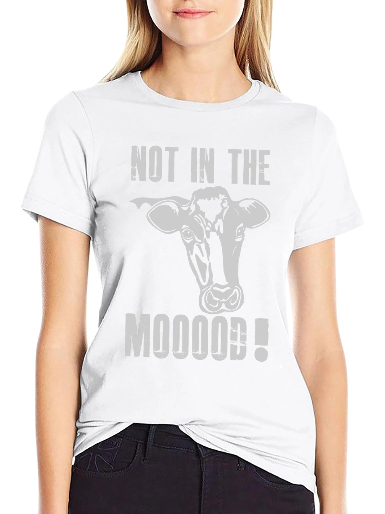 Not in the Mooood! Cow Graphic T-Shirt