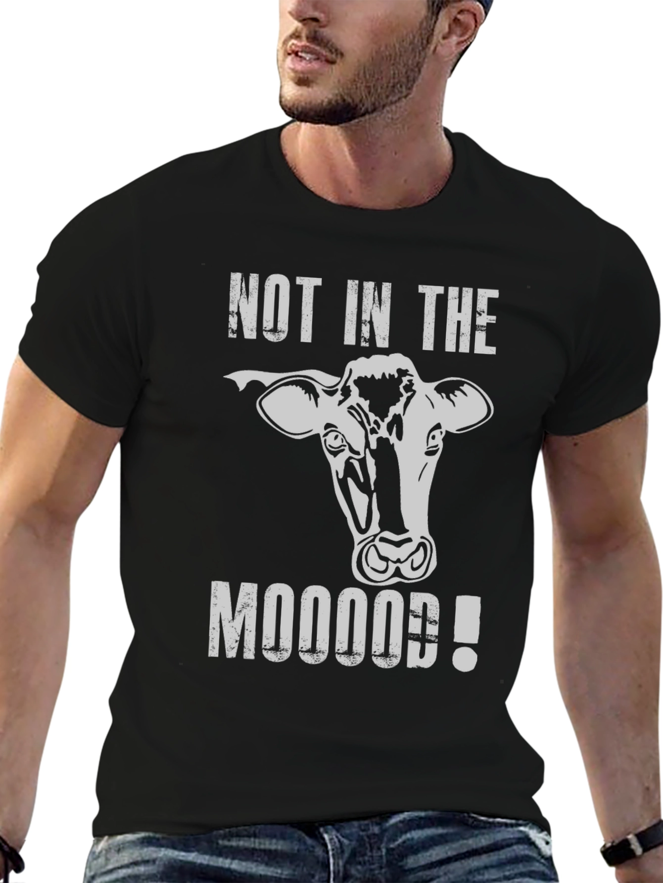 Not in the Mooood! Cow Graphic T-Shirt