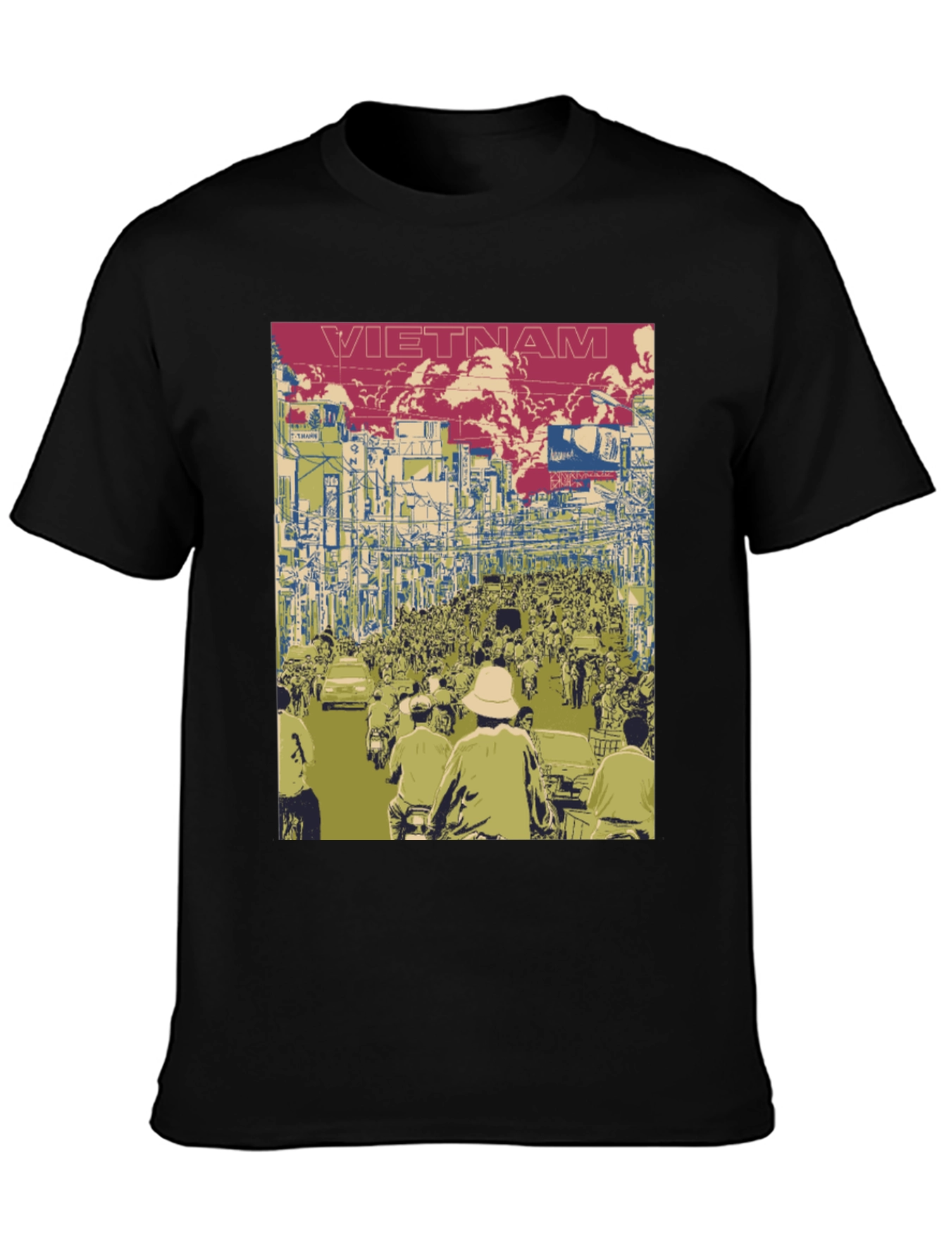 Vietnam Street Scene Graphic Tee - Black