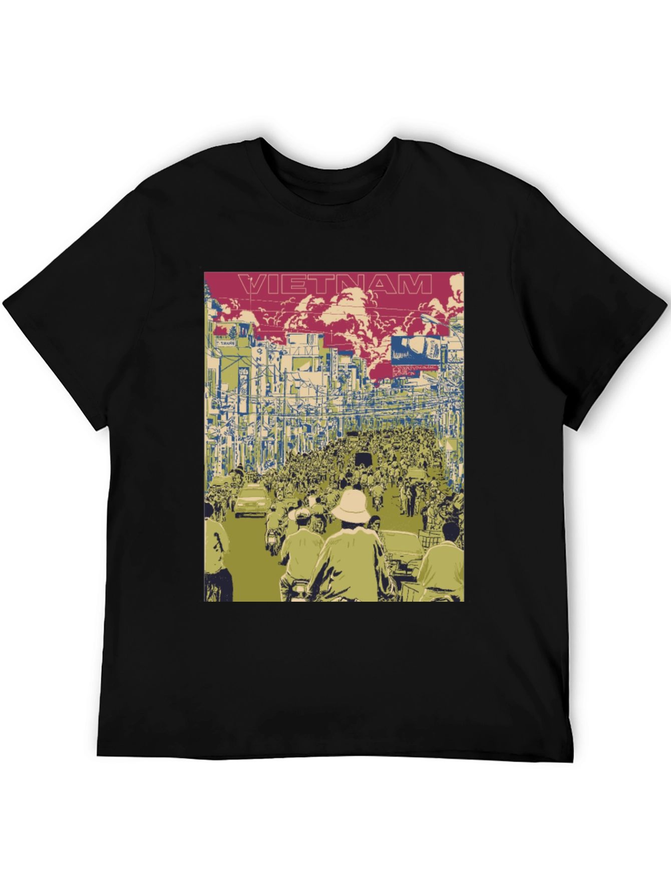 Vietnam Street Scene Graphic Tee - Black